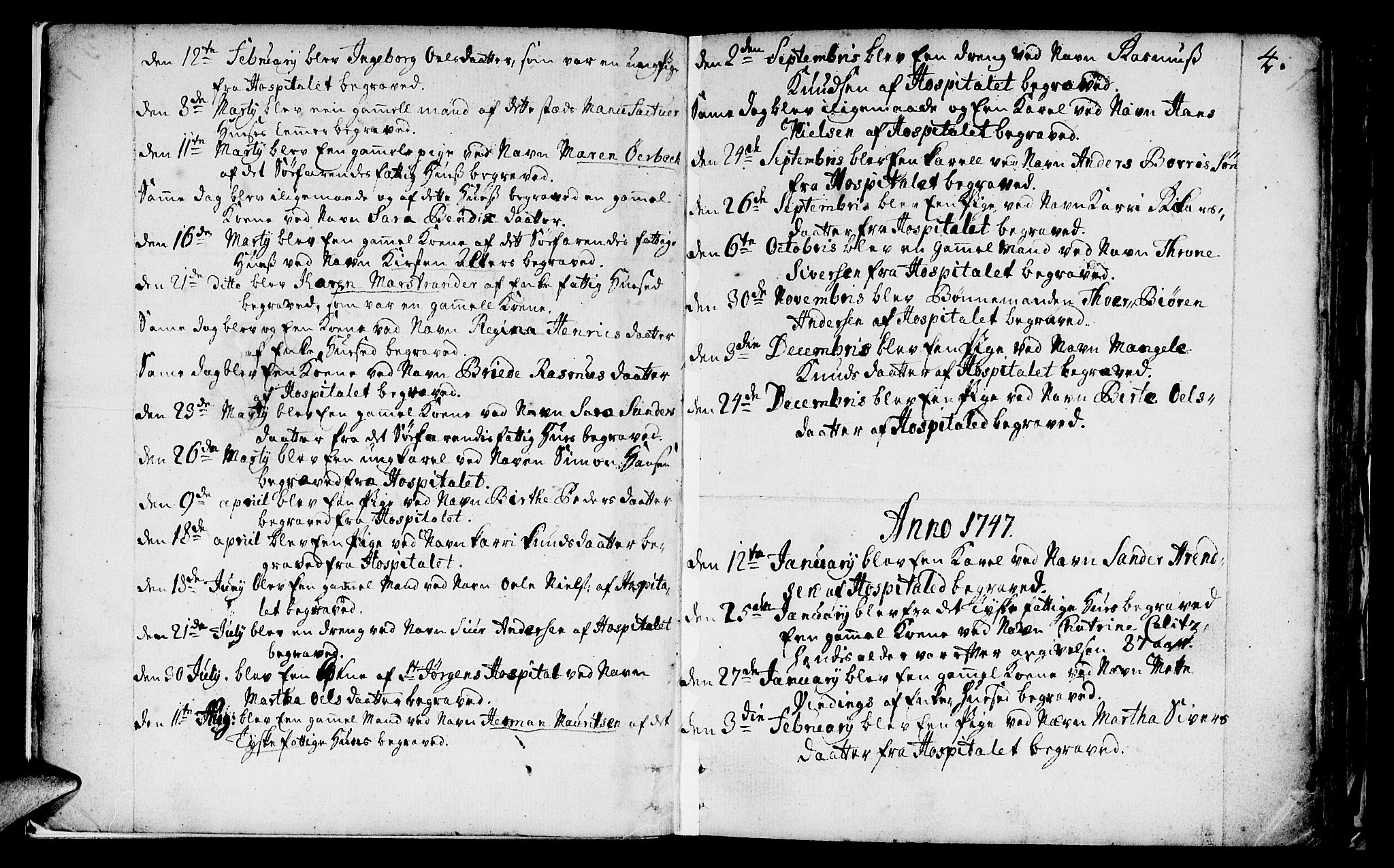 St. Jørgens hospital og Årstad sokneprestembete, AV/SAB-A-99934: Parish register (official) no. A 1, 1743-1823, p. 4