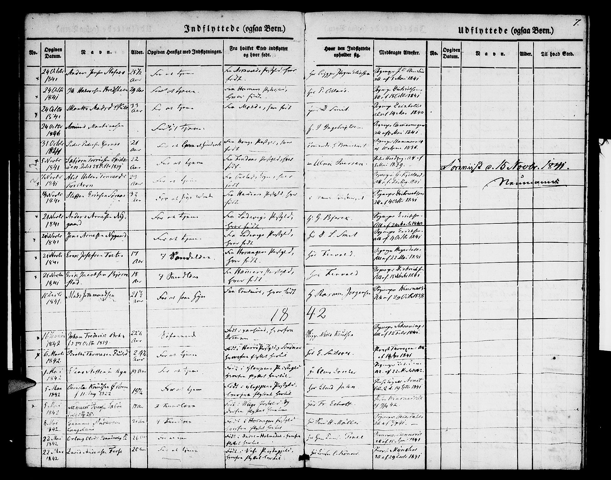 Nykirken Sokneprestembete, SAB/A-77101/H/Hab: Parish register (copy) no. F 1, 1837-1859, p. 7