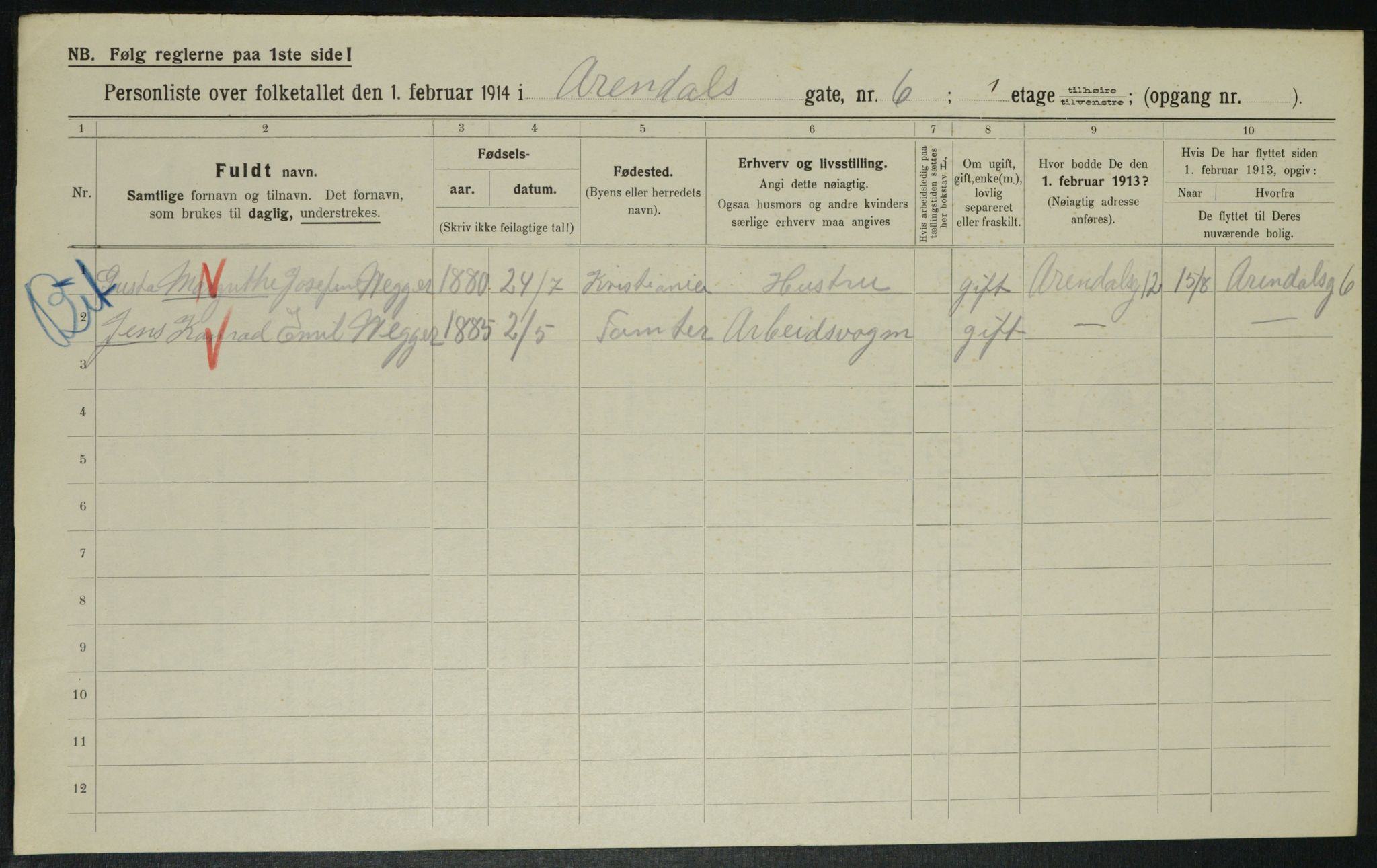 OBA, Municipal Census 1914 for Kristiania, 1914, p. 2102