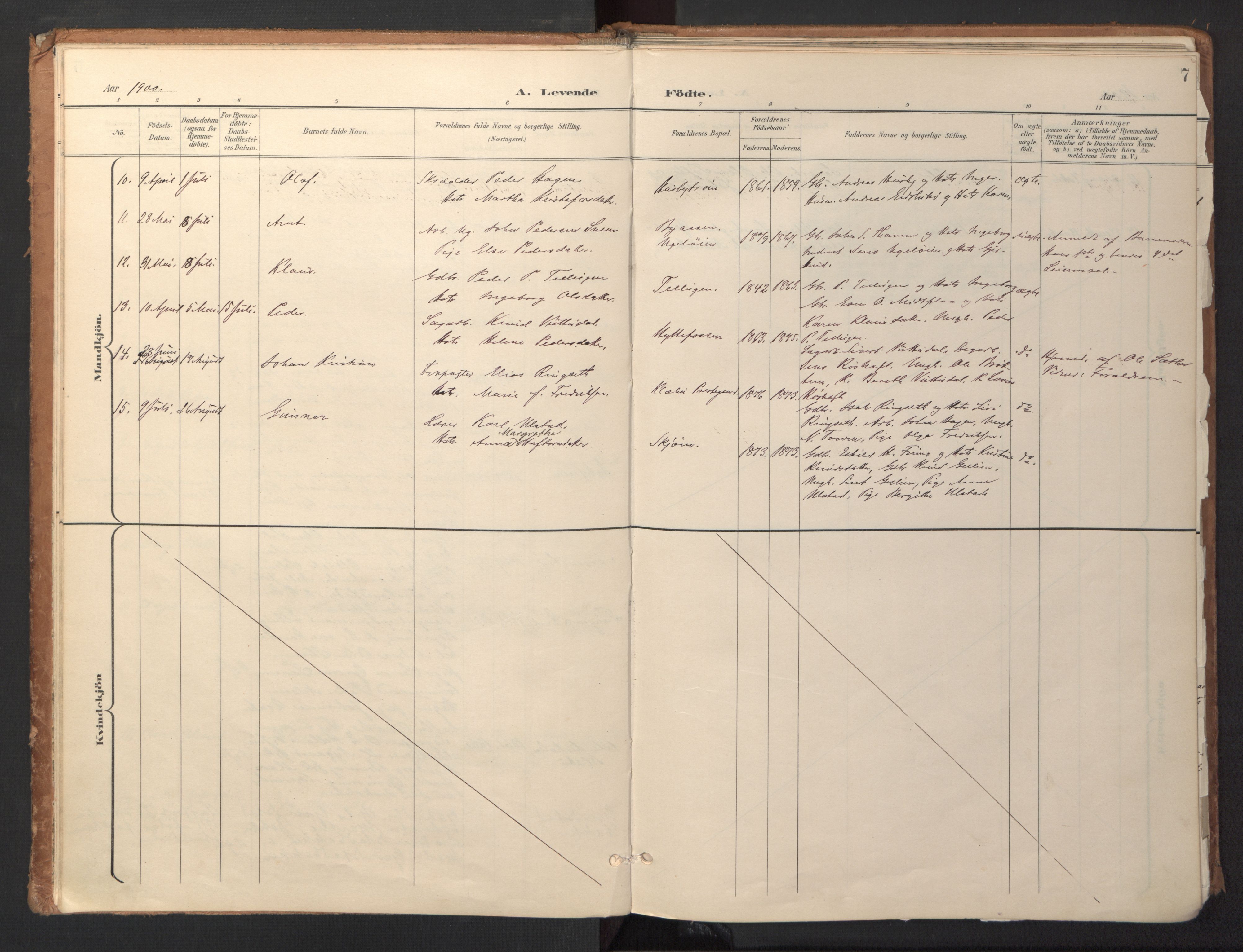 Ministerialprotokoller, klokkerbøker og fødselsregistre - Sør-Trøndelag, SAT/A-1456/618/L0448: Parish register (official) no. 618A11, 1898-1916, p. 7