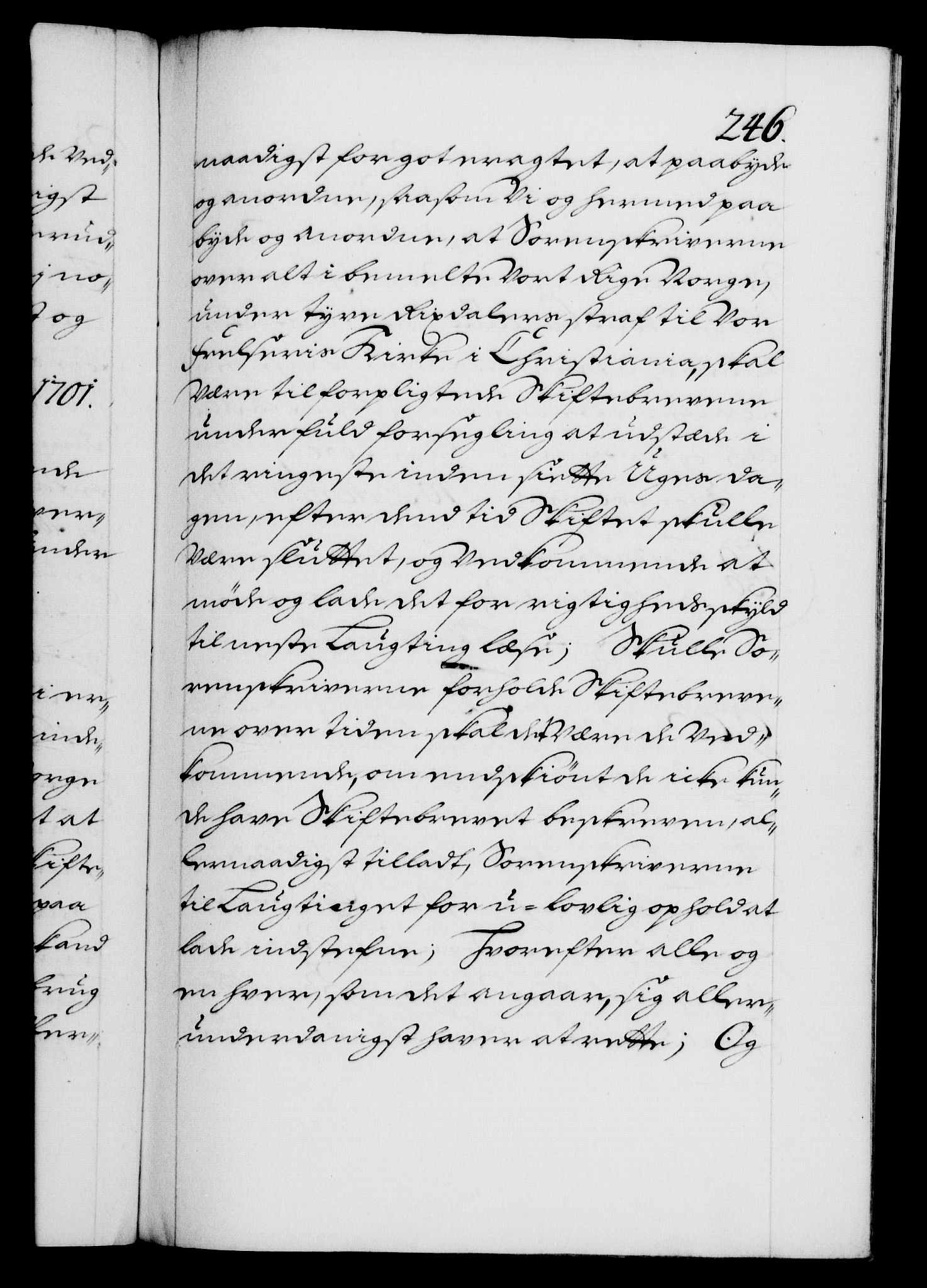 Danske Kanselli 1572-1799, RA/EA-3023/F/Fc/Fca/Fcaa/L0018: Norske registre, 1699-1703, p. 246a