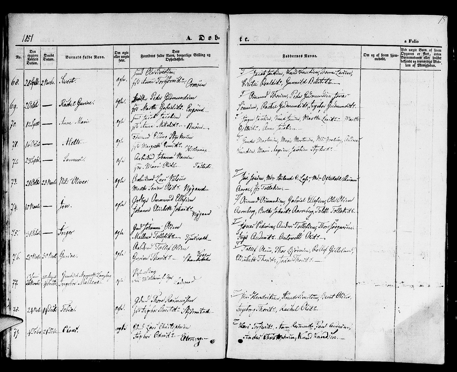 Hetland sokneprestkontor, SAST/A-101826/30/30BB/L0001: Parish register (copy) no. B 1, 1850-1868, p. 18