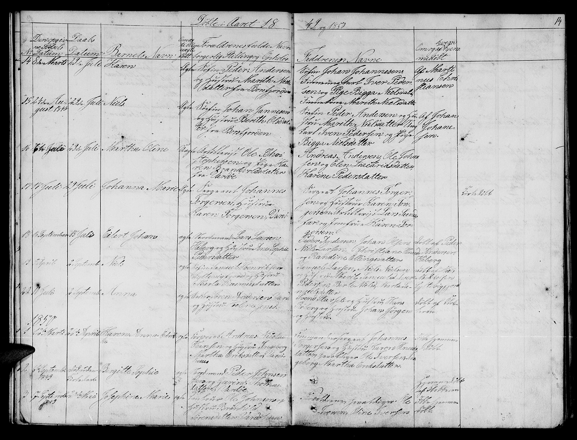 Vardø sokneprestkontor, SATØ/S-1332/H/Hb/L0001klokker: Parish register (copy) no. 1, 1844-1861, p. 14