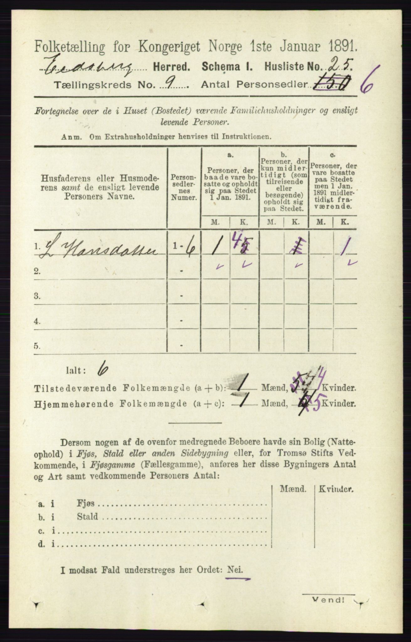 RA, 1891 census for 0125 Eidsberg, 1891, p. 5122