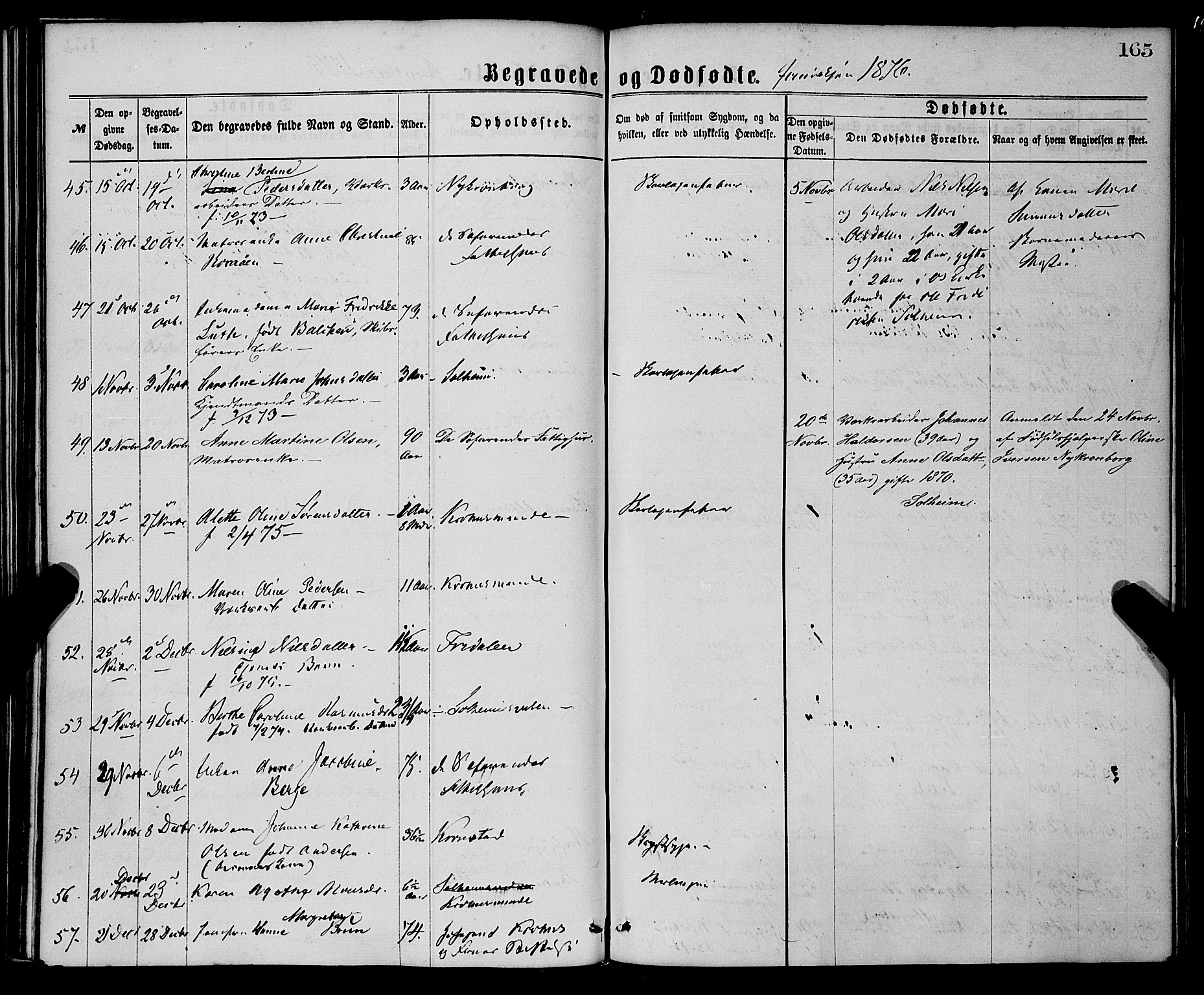 St. Jørgens hospital og Årstad sokneprestembete, AV/SAB-A-99934: Parish register (official) no. A 11, 1864-1886, p. 165