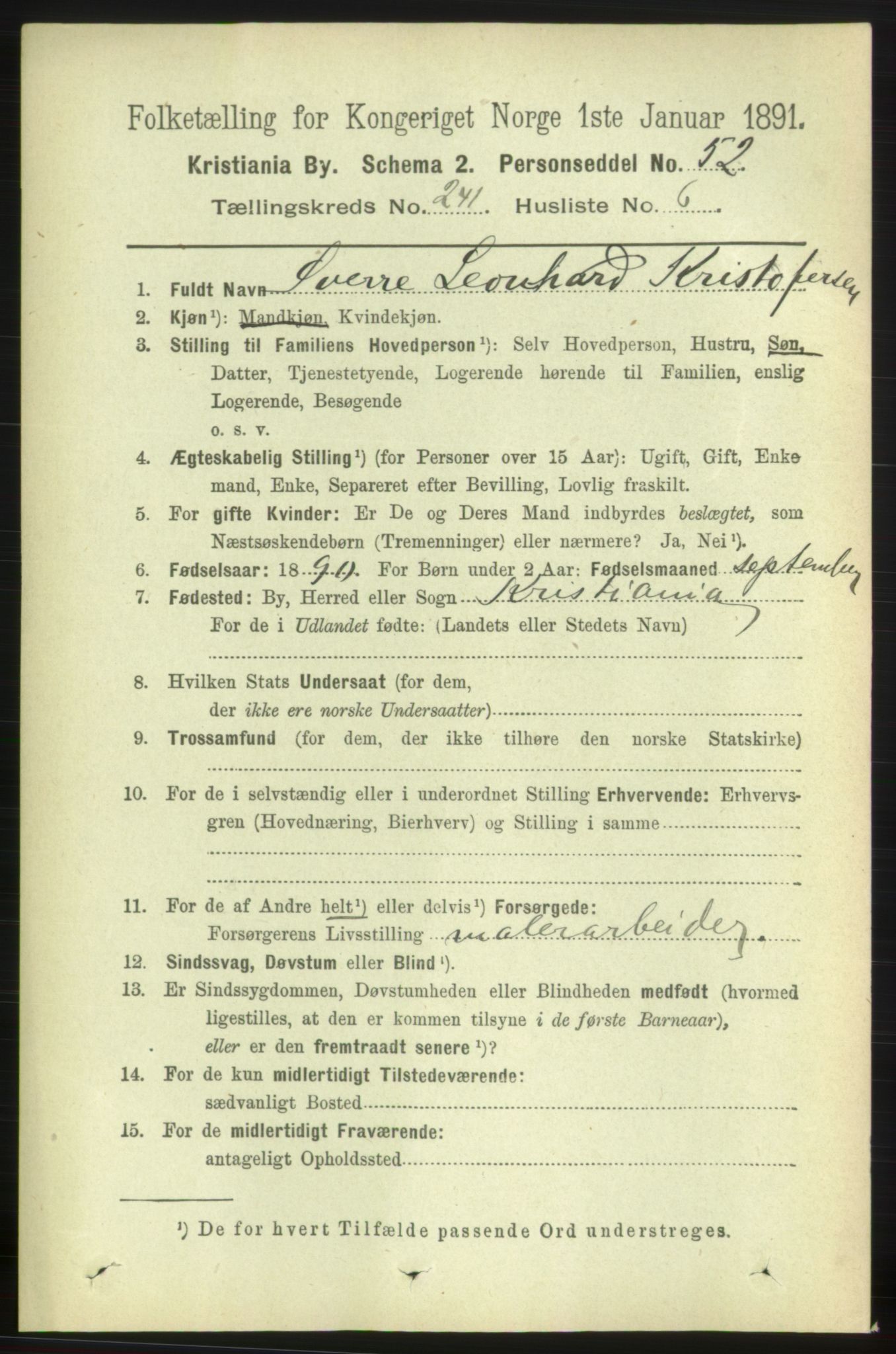 RA, 1891 census for 0301 Kristiania, 1891, p. 141874