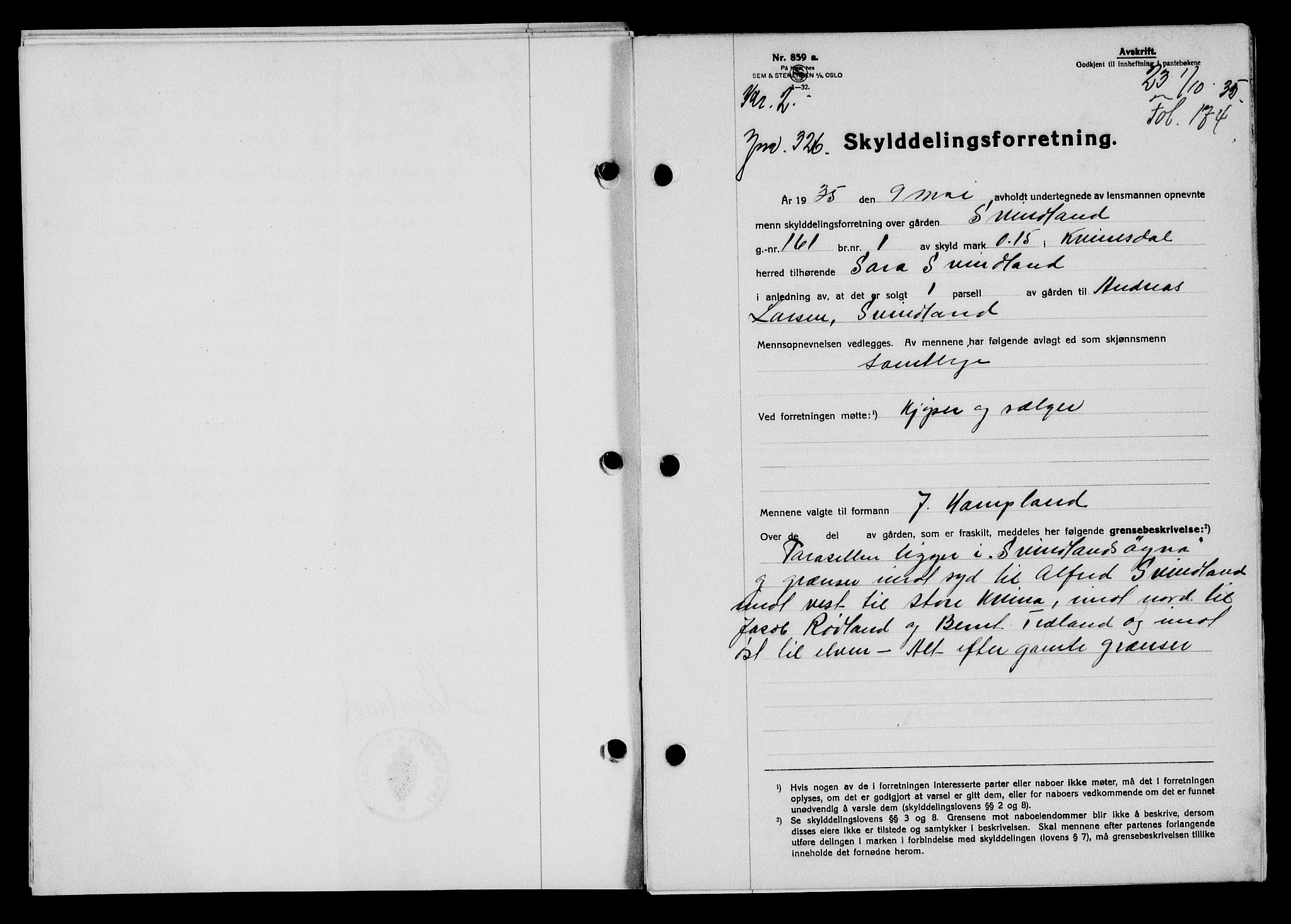 Flekkefjord sorenskriveri, SAK/1221-0001/G/Gb/Gba/L0052: Mortgage book no. 48, 1935-1936, Deed date: 01.10.1935