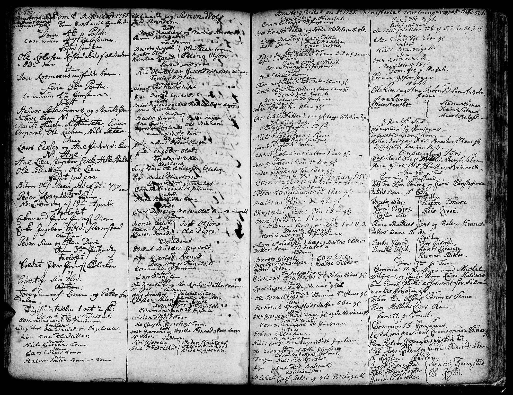 Ministerialprotokoller, klokkerbøker og fødselsregistre - Sør-Trøndelag, SAT/A-1456/606/L0278: Parish register (official) no. 606A01 /4, 1727-1780, p. 560-561