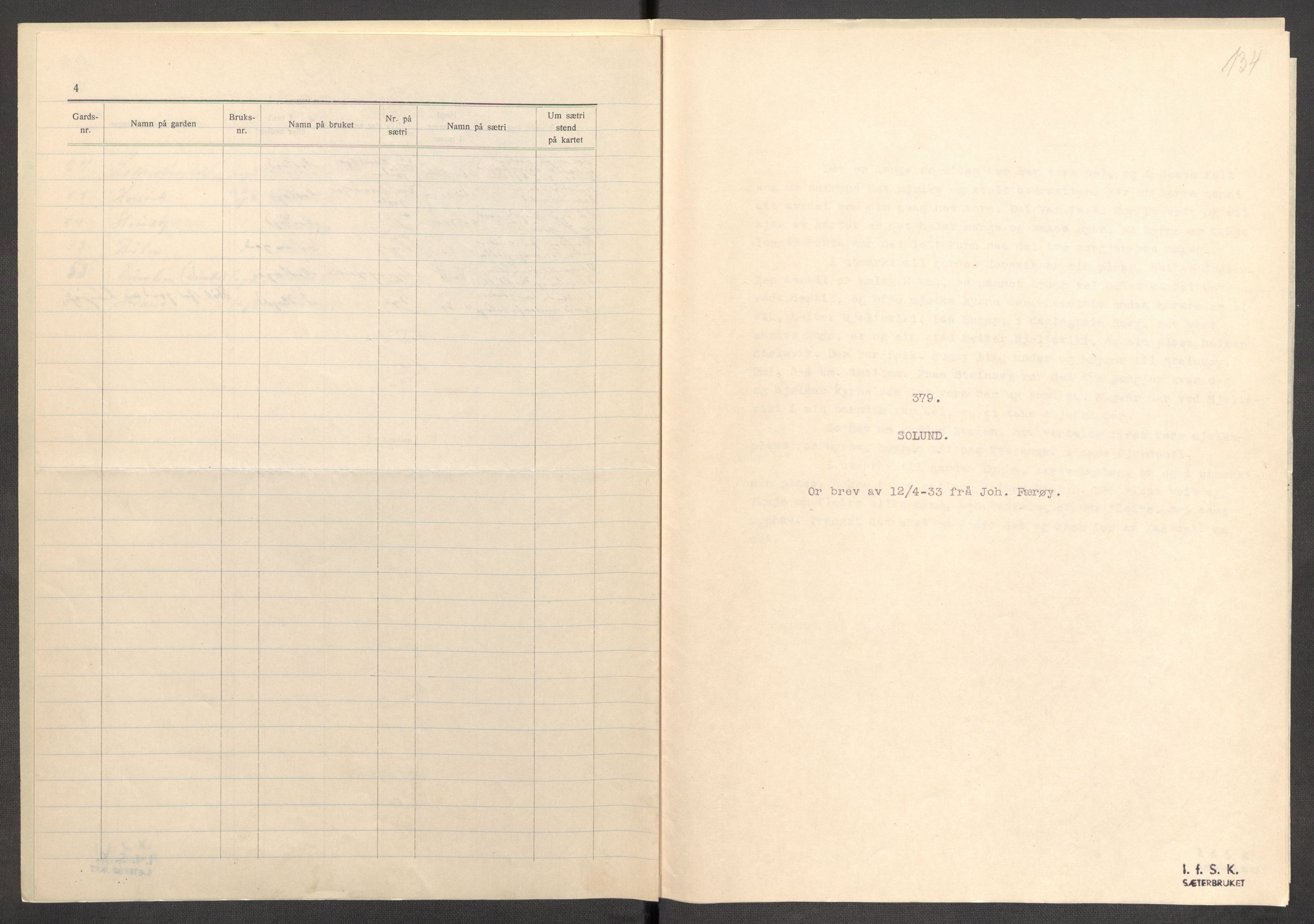 Instituttet for sammenlignende kulturforskning, AV/RA-PA-0424/F/Fc/L0011/0002: Eske B11: / Sogn og Fjordane (perm XXIX), 1934-1937, p. 134