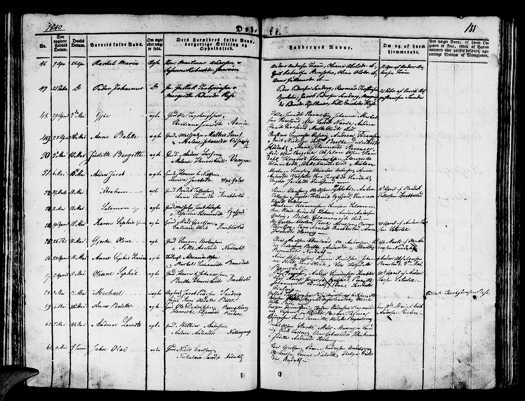 Kinn sokneprestembete, SAB/A-80801/H/Haa/Haaa/L0004/0001: Parish register (official) no. A 4I, 1822-1840, p. 181