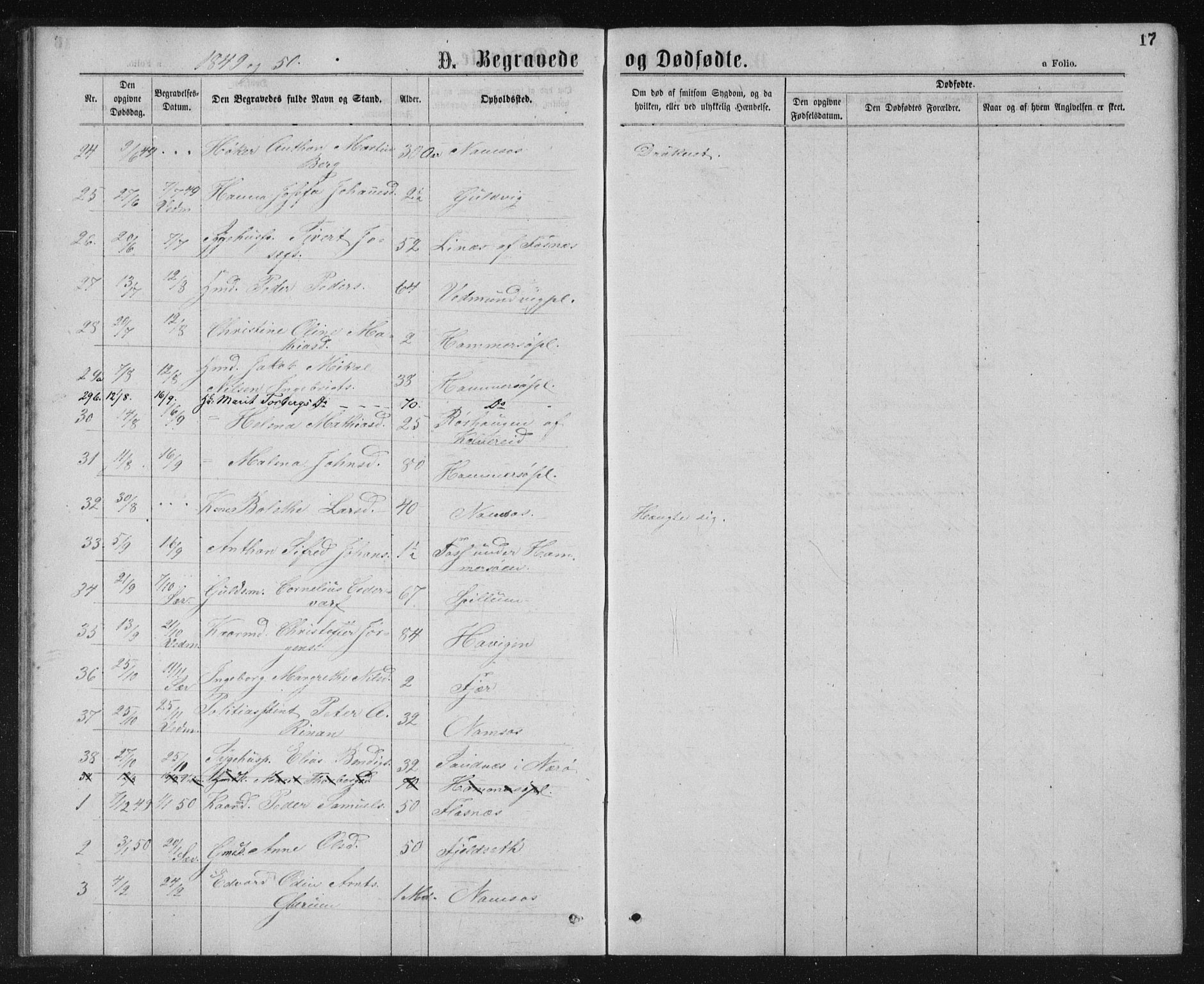 Ministerialprotokoller, klokkerbøker og fødselsregistre - Nord-Trøndelag, SAT/A-1458/768/L0569: Parish register (official) no. 768A04, 1836-1865, p. 17