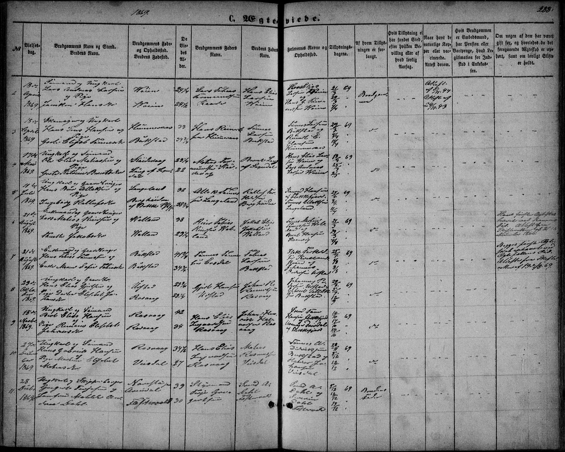 Flekkefjord sokneprestkontor, AV/SAK-1111-0012/F/Fb/Fbb/L0003: Parish register (copy) no. B 3, 1867-1889, p. 288