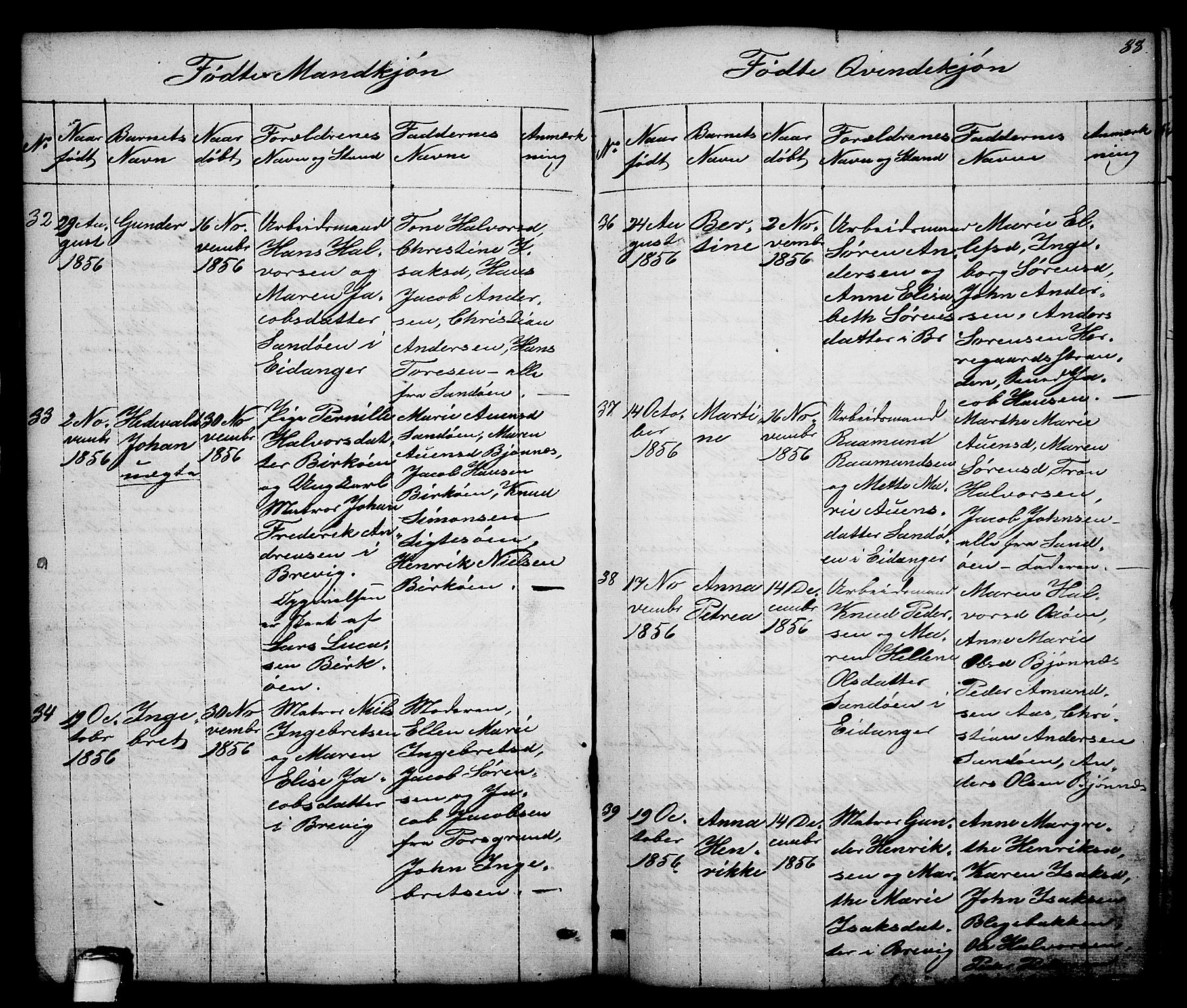 Brevik kirkebøker, SAKO/A-255/G/Ga/L0002: Parish register (copy) no. 2, 1846-1865, p. 88