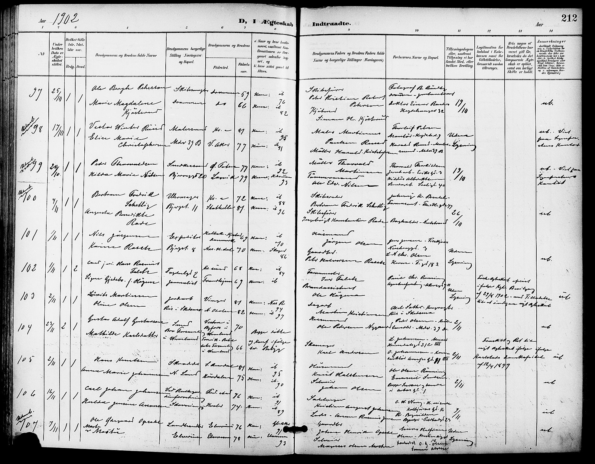 Gamle Aker prestekontor Kirkebøker, AV/SAO-A-10617a/F/L0012: Parish register (official) no. 12, 1898-1910, p. 212