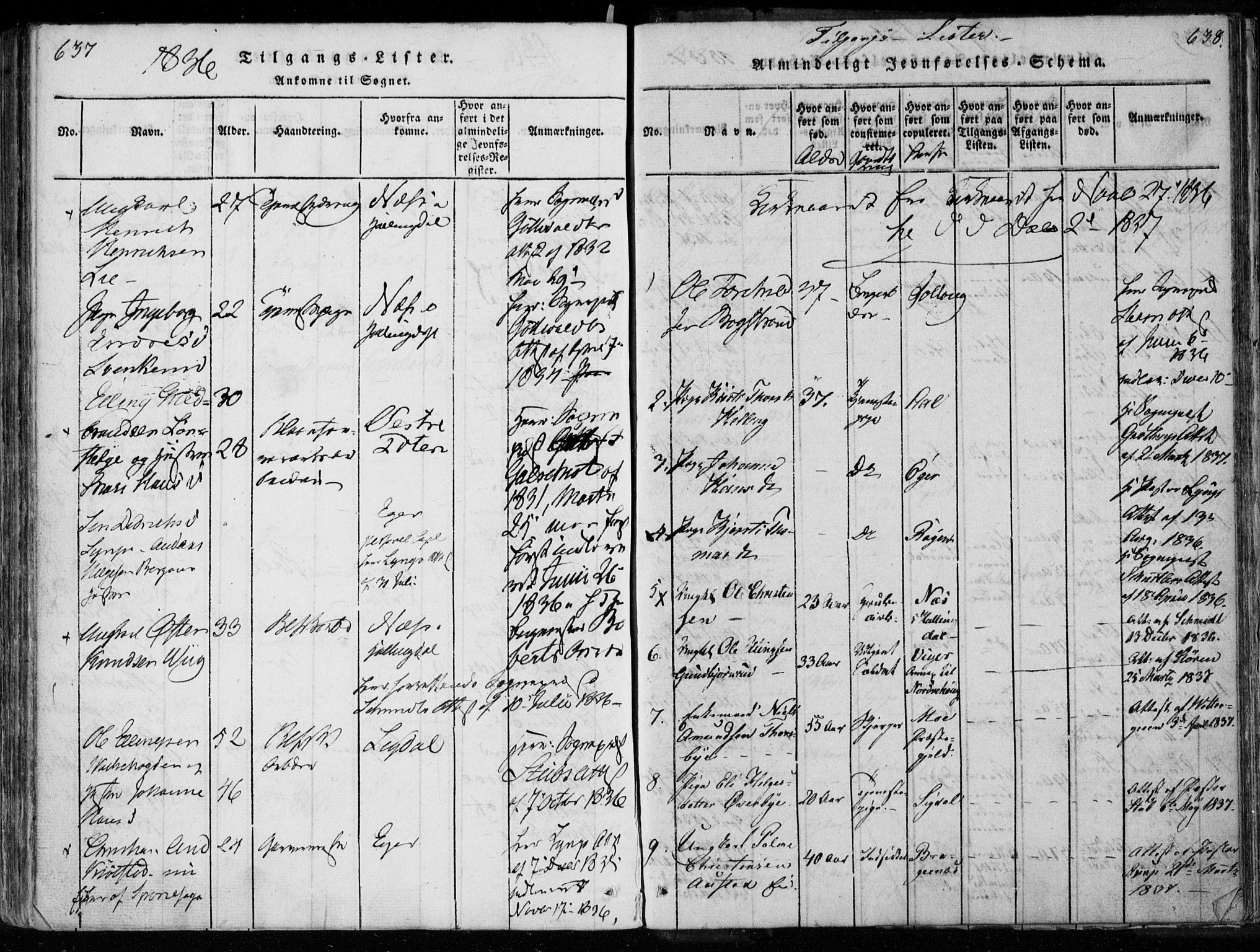 Modum kirkebøker, AV/SAKO-A-234/F/Fa/L0005: Parish register (official) no. 5, 1824-1841, p. 637-638