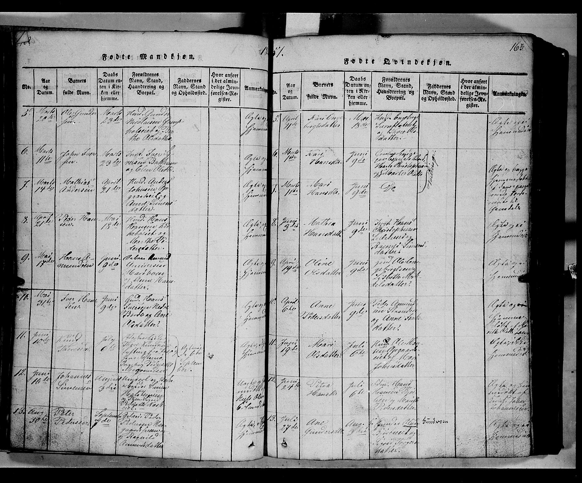 Gausdal prestekontor, SAH/PREST-090/H/Ha/Hab/L0002: Parish register (copy) no. 2, 1818-1874, p. 162-163