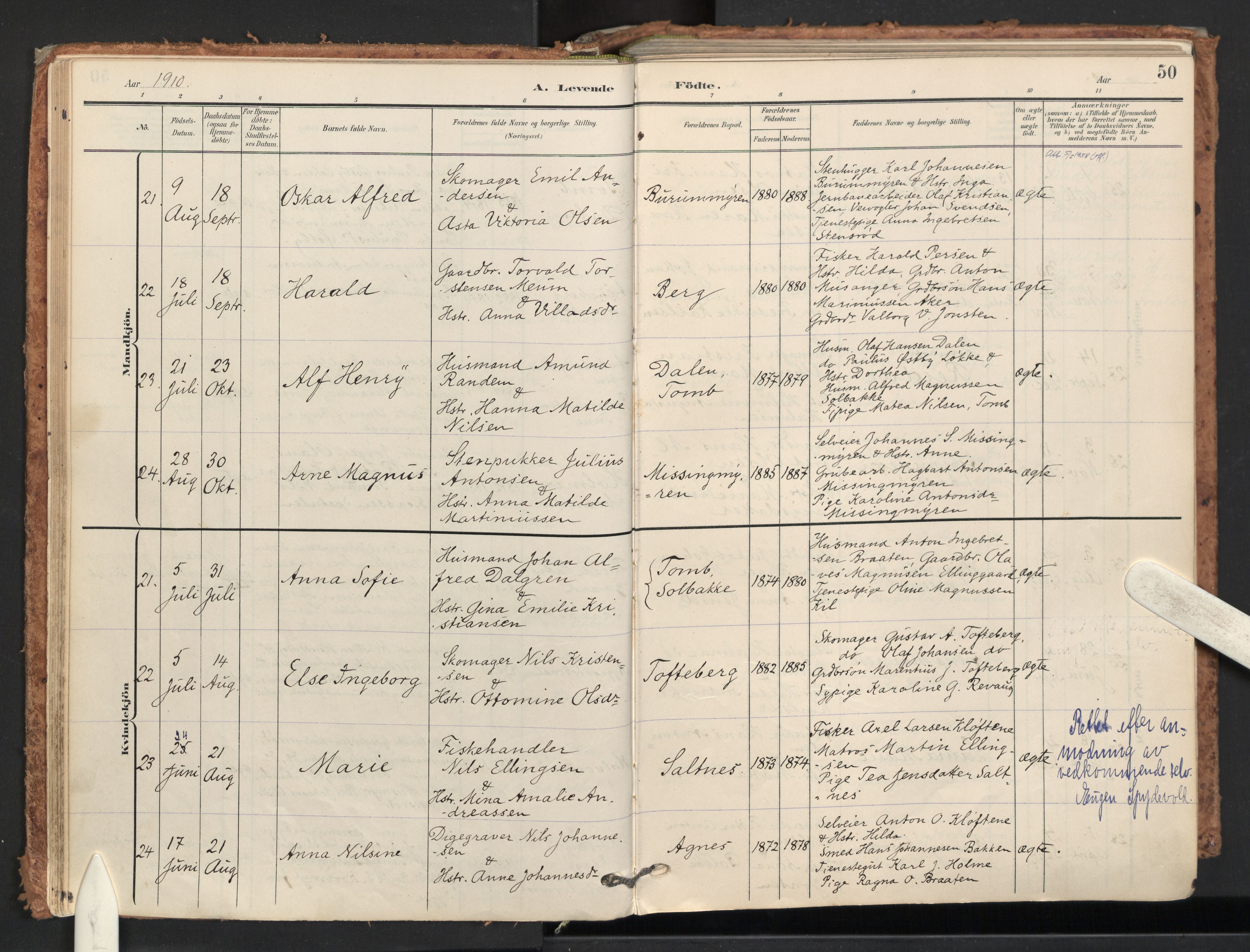 Råde prestekontor kirkebøker, AV/SAO-A-2009/F/Fa/L0008: Parish register (official) no. 8, 1903-1924, p. 50