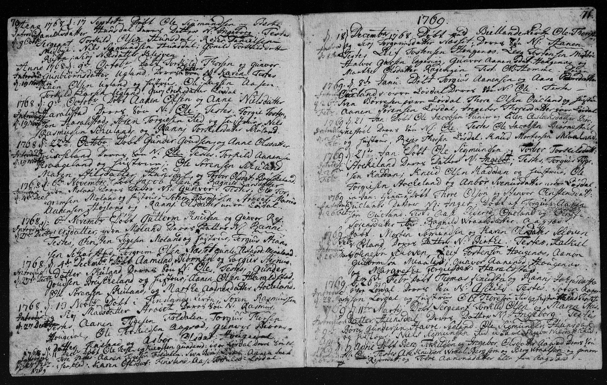 Holum sokneprestkontor, SAK/1111-0022/F/Fa/Fab/L0003: Parish register (official) no. A 3, 1752-1774, p. 70-71