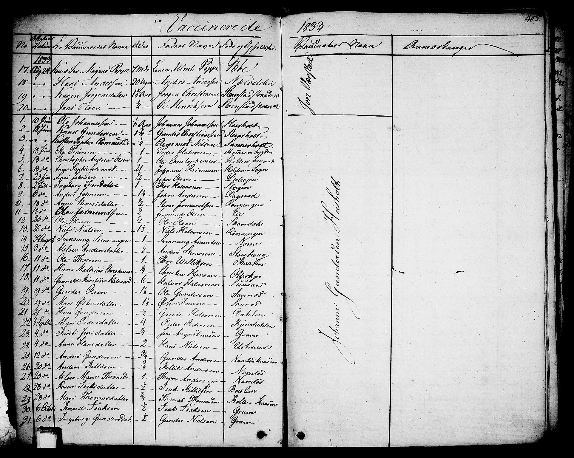 Holla kirkebøker, SAKO/A-272/F/Fa/L0004: Parish register (official) no. 4, 1830-1848, p. 405