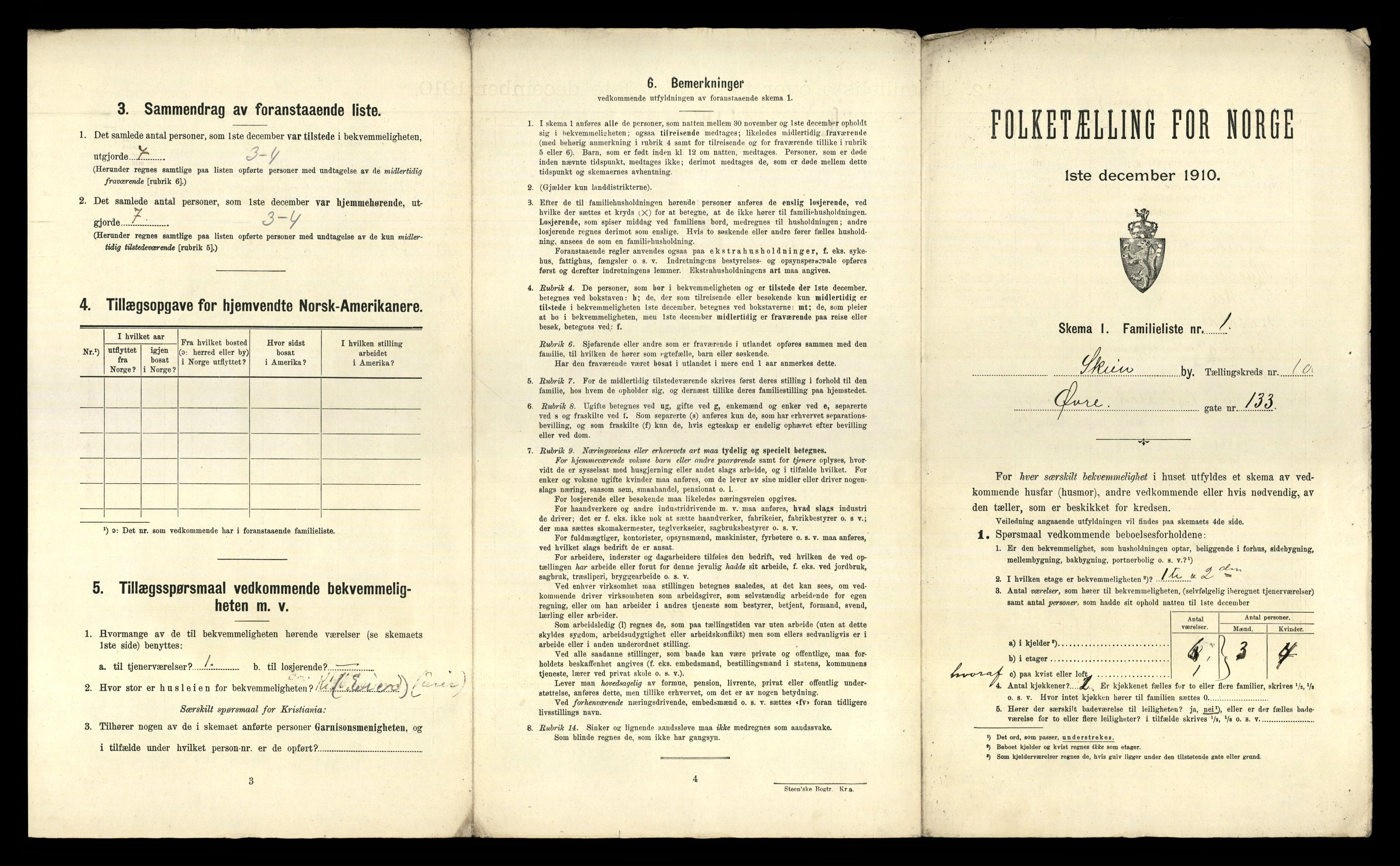 RA, 1910 census for Skien, 1910, p. 5888