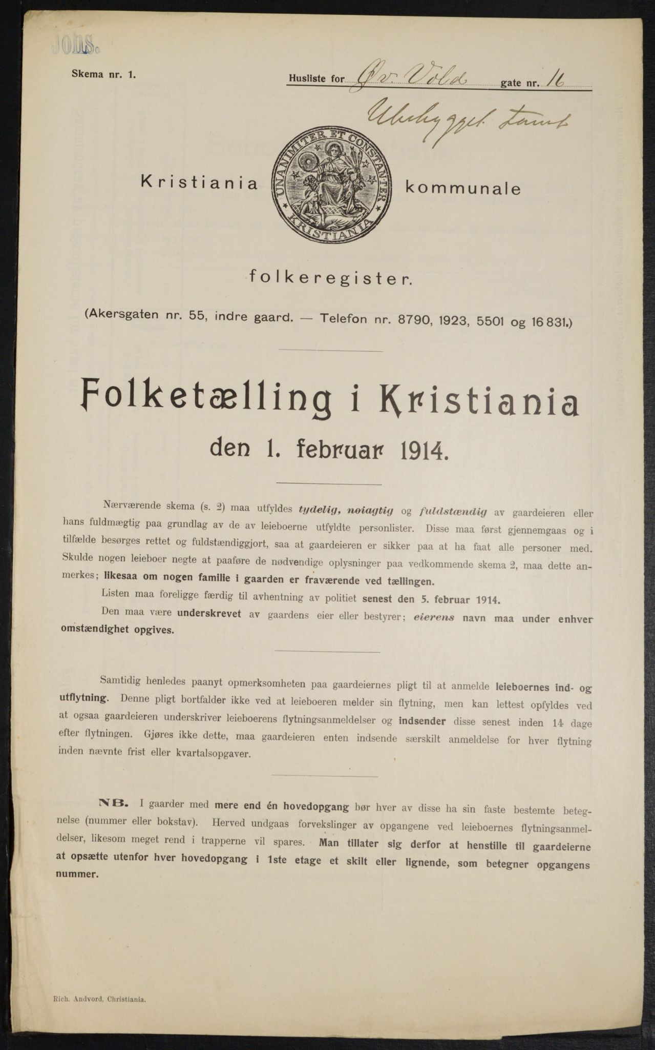 OBA, Municipal Census 1914 for Kristiania, 1914, p. 131279