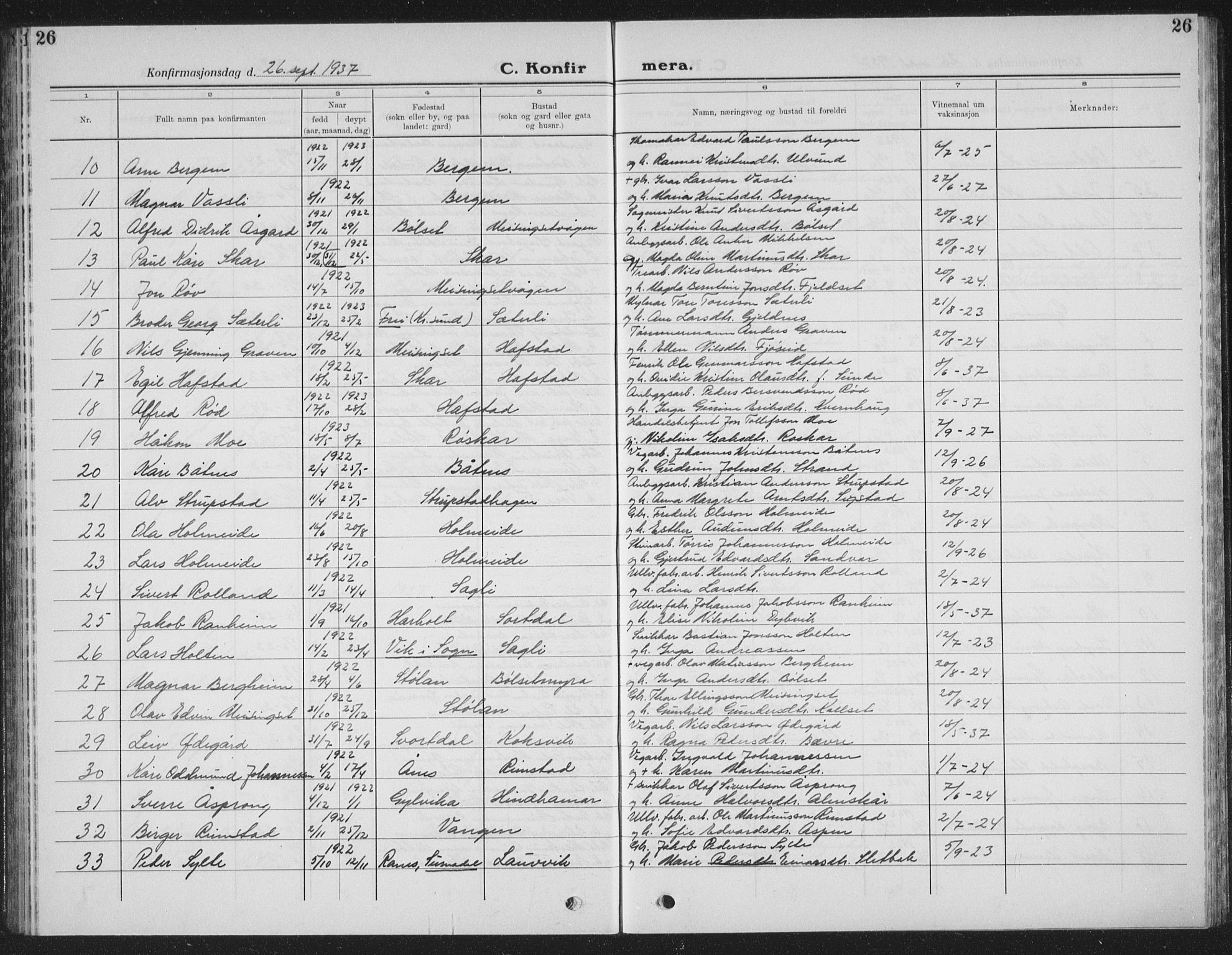 Ministerialprotokoller, klokkerbøker og fødselsregistre - Møre og Romsdal, AV/SAT-A-1454/586/L0995: Parish register (copy) no. 586C06, 1928-1943, p. 26