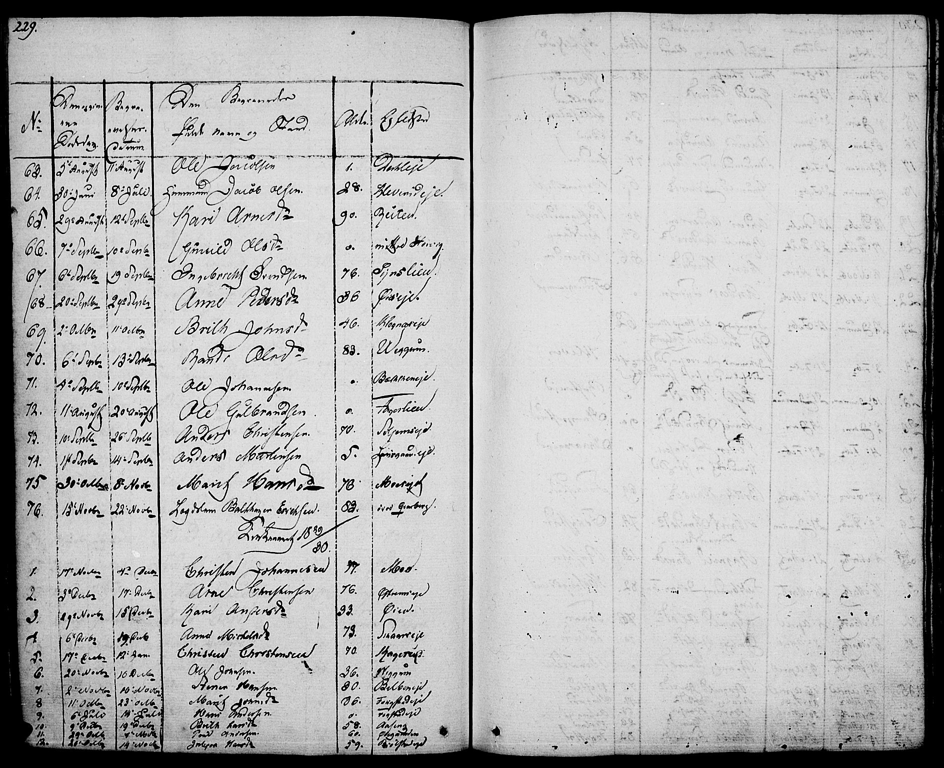 Vågå prestekontor, SAH/PREST-076/H/Ha/Haa/L0004: Parish register (official) no. 4 /1, 1827-1842, p. 229