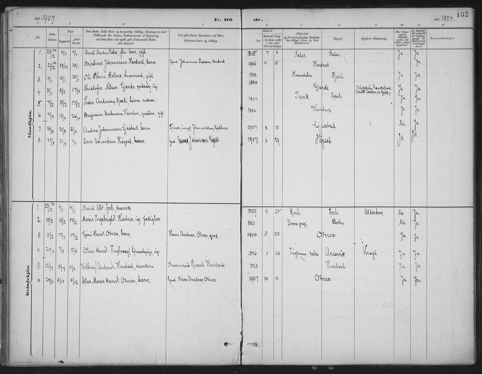 Ministerialprotokoller, klokkerbøker og fødselsregistre - Møre og Romsdal, SAT/A-1454/580/L0925: Parish register (official) no. 580A02, 1888-1913, p. 132
