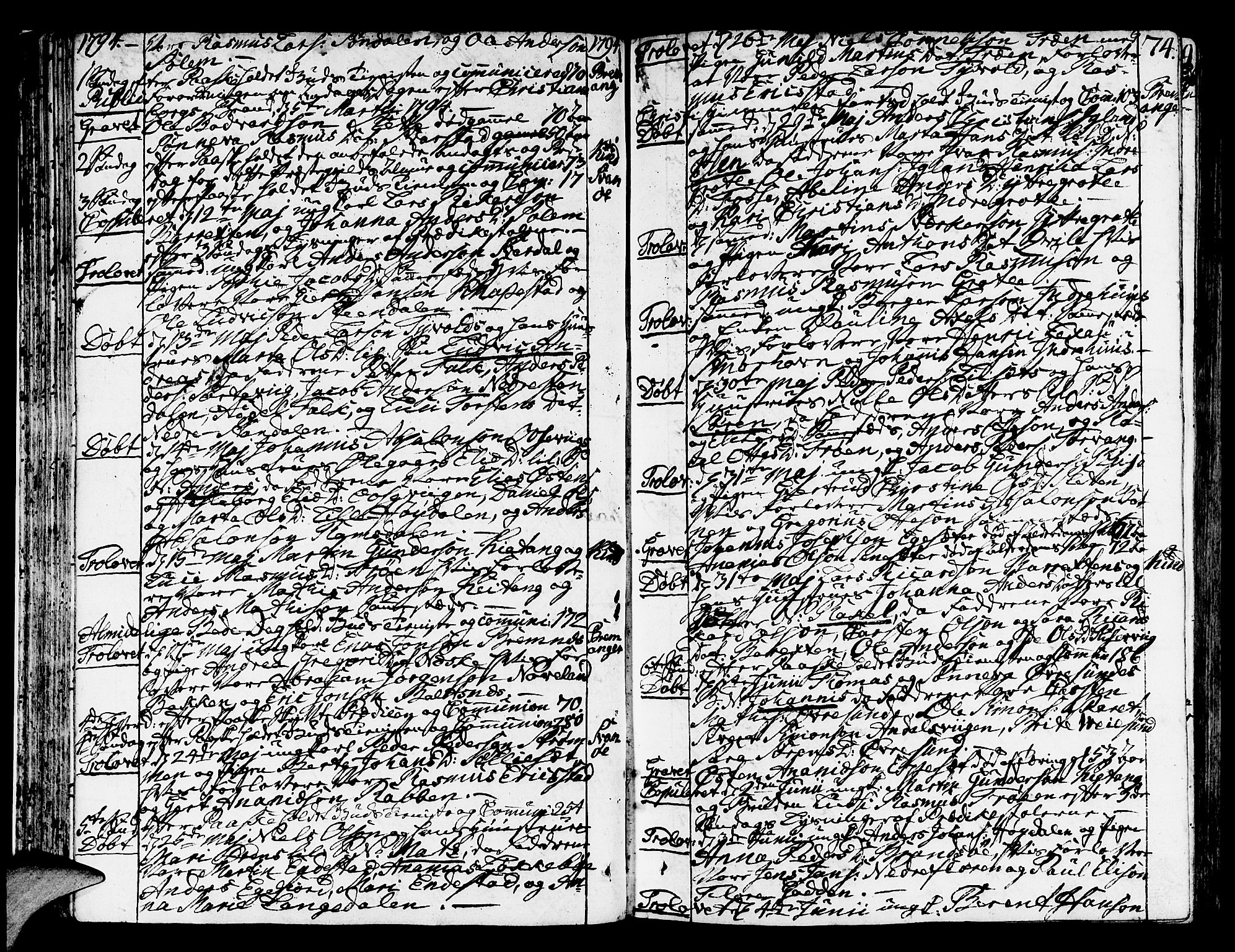 Kinn sokneprestembete, AV/SAB-A-80801/H/Haa/Haaa/L0003: Parish register (official) no. A 3, 1785-1821, p. 74