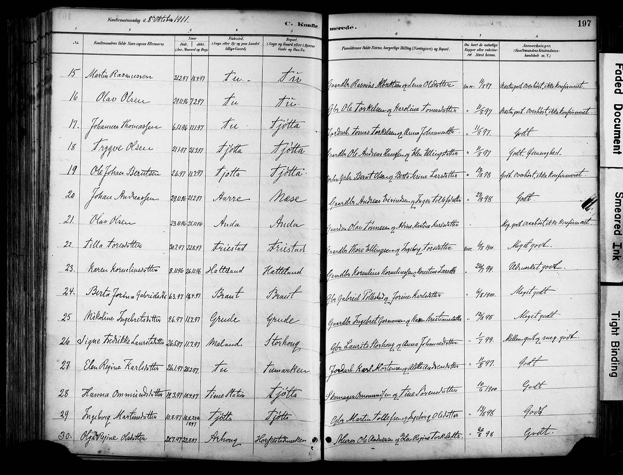 Klepp sokneprestkontor, SAST/A-101803/001/3/30BA/L0009: Parish register (official) no. A 7, 1886-1915, p. 197
