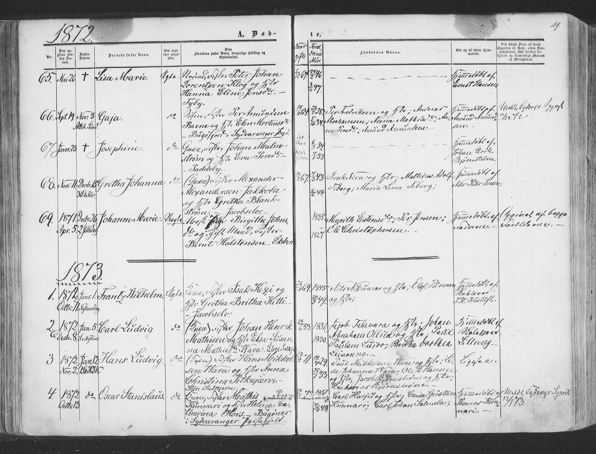 Vadsø sokneprestkontor, SATØ/S-1325/H/Ha/L0004kirke: Parish register (official) no. 4, 1854-1880, p. 109