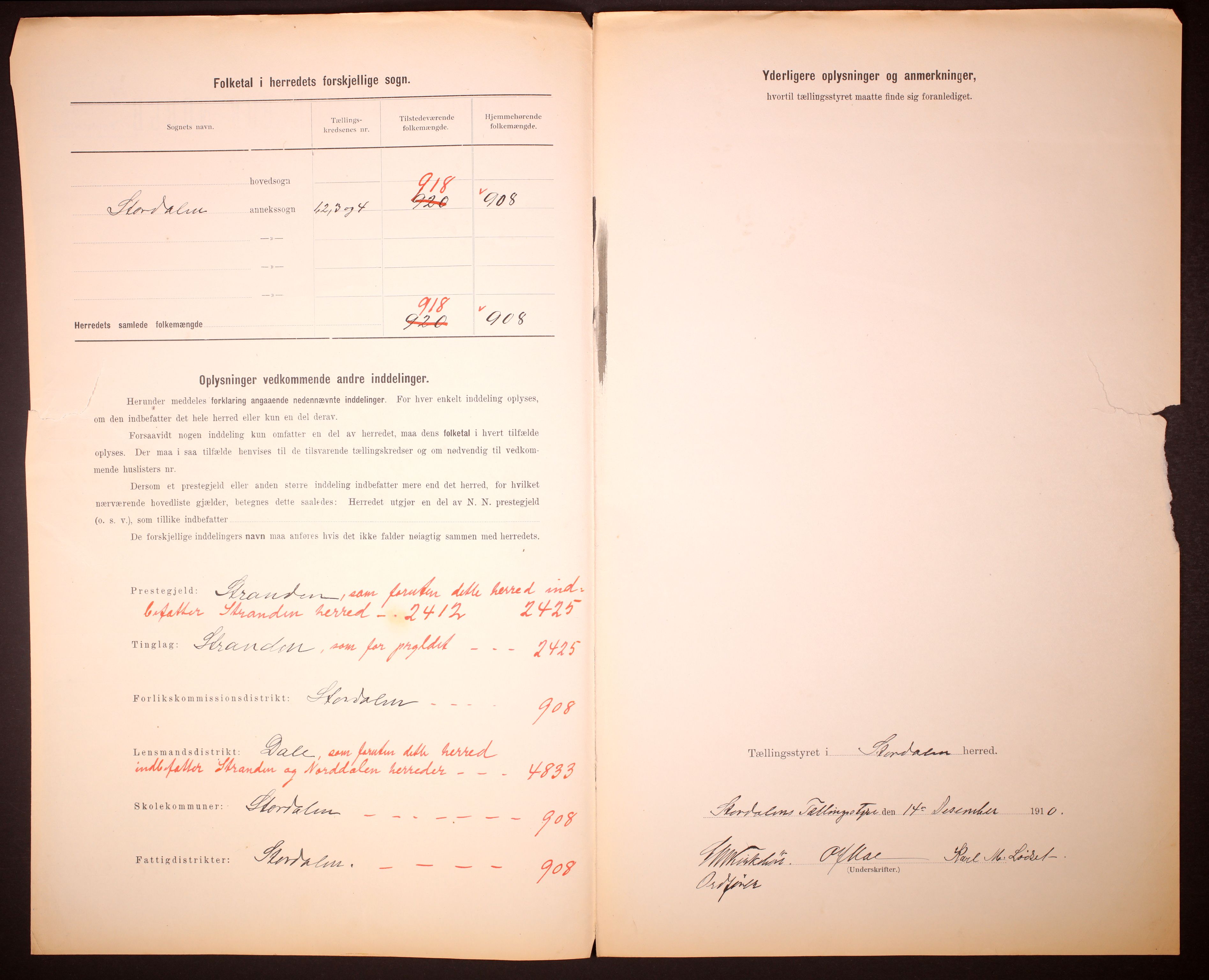 RA, 1910 census for Stordal, 1910, p. 3