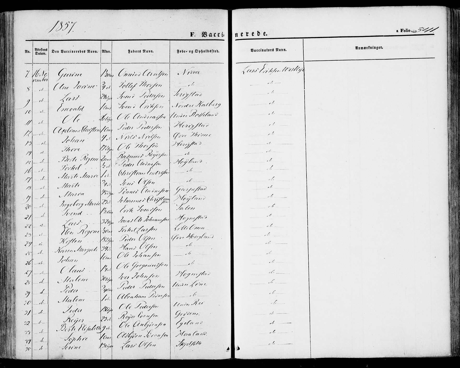 Lye sokneprestkontor, SAST/A-101794/001/30BA/L0007: Parish register (official) no. A 6, 1856-1871, p. 341