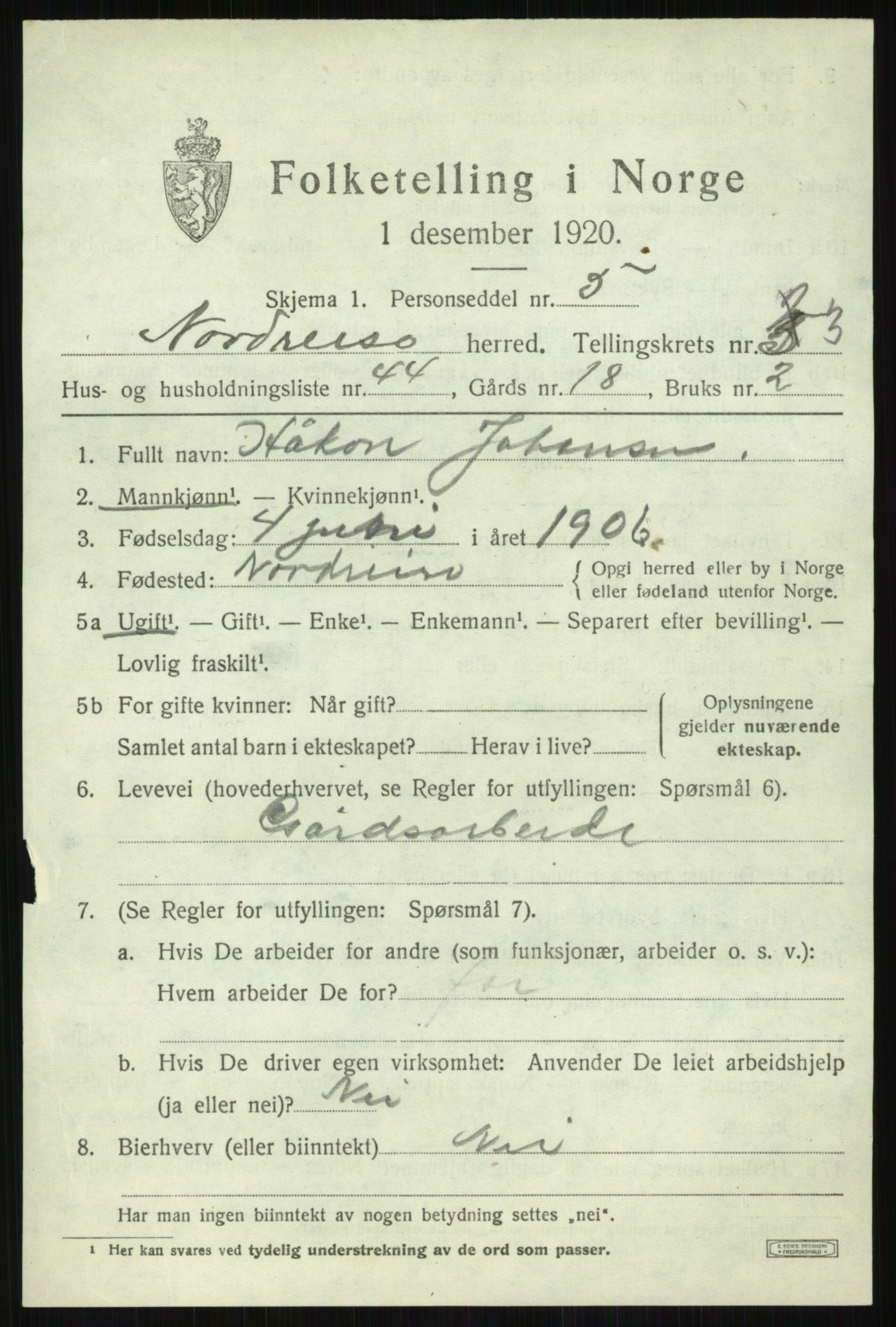 SATØ, 1920 census for Nordreisa, 1920, p. 1795