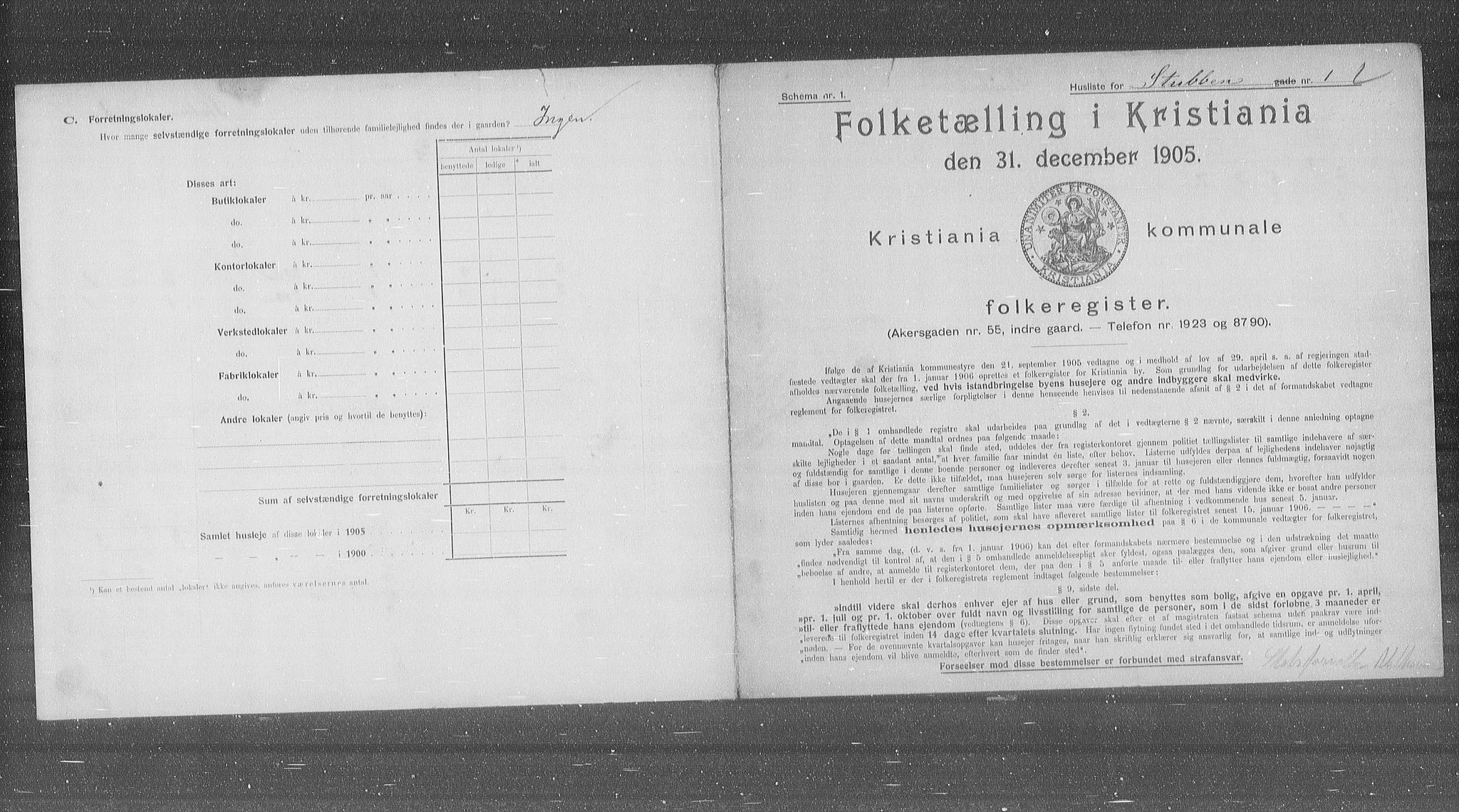 OBA, Municipal Census 1905 for Kristiania, 1905, p. 54665