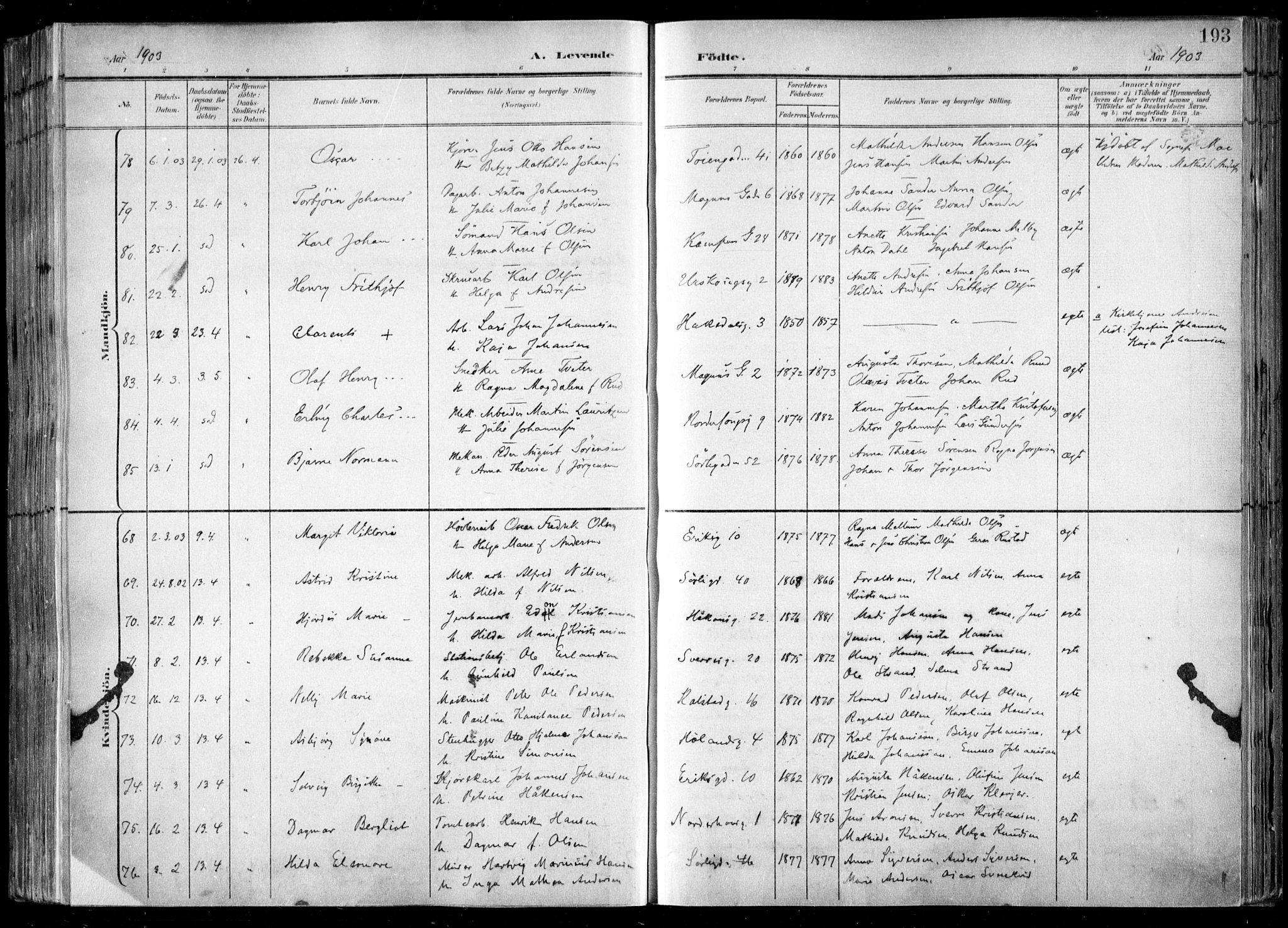 Kampen prestekontor Kirkebøker, SAO/A-10853/F/Fa/L0007: Parish register (official) no. I 7, 1897-1905, p. 193