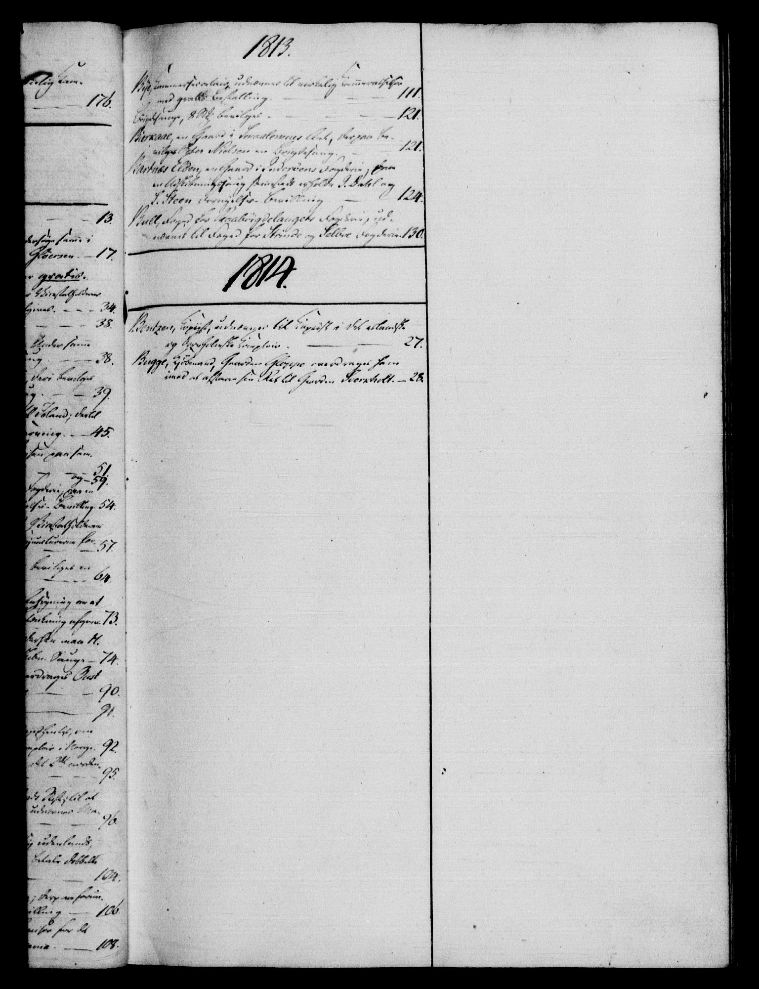 Rentekammeret, Kammerkanselliet, RA/EA-3111/G/Gf/Gfb/L0016: Register til norske relasjons- og resolusjonsprotokoller (merket RK 52.111), 1801-1814, p. 42