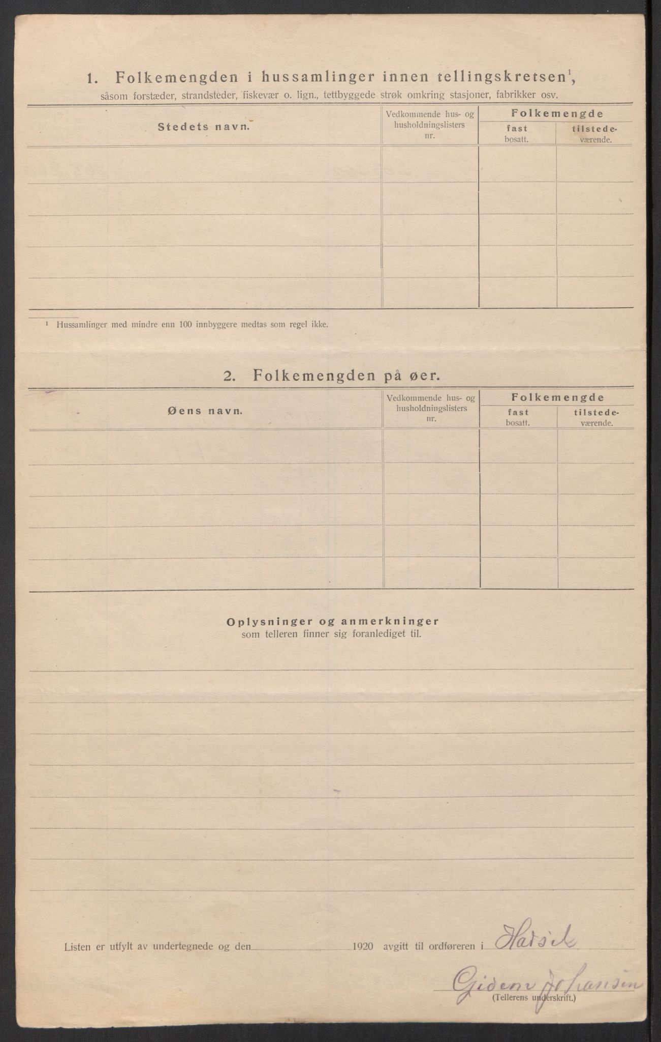 SAT, 1920 census for Hadsel, 1920, p. 25