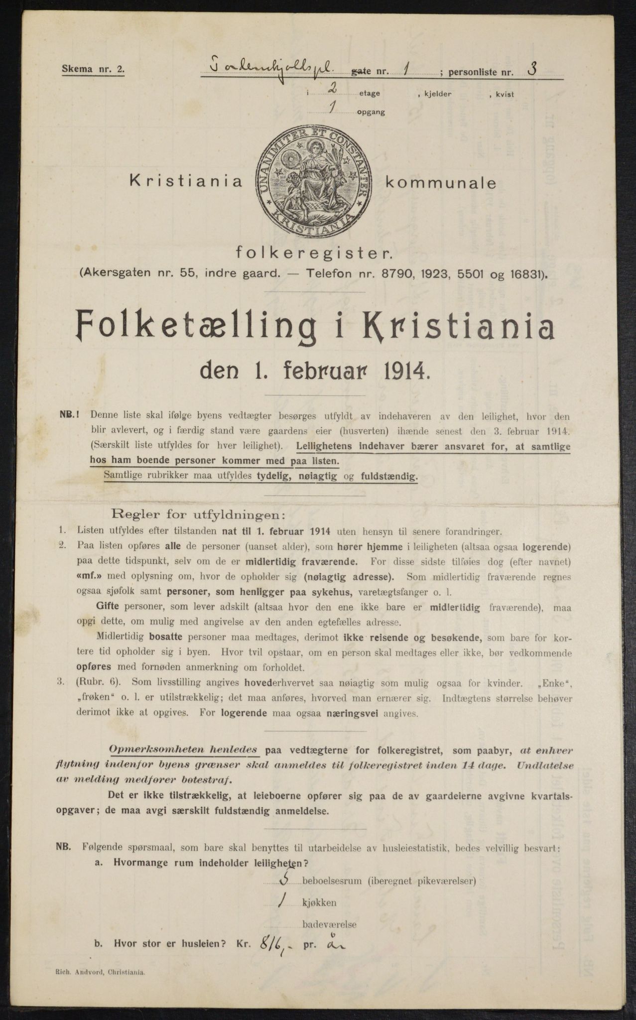 OBA, Municipal Census 1914 for Kristiania, 1914, p. 114674