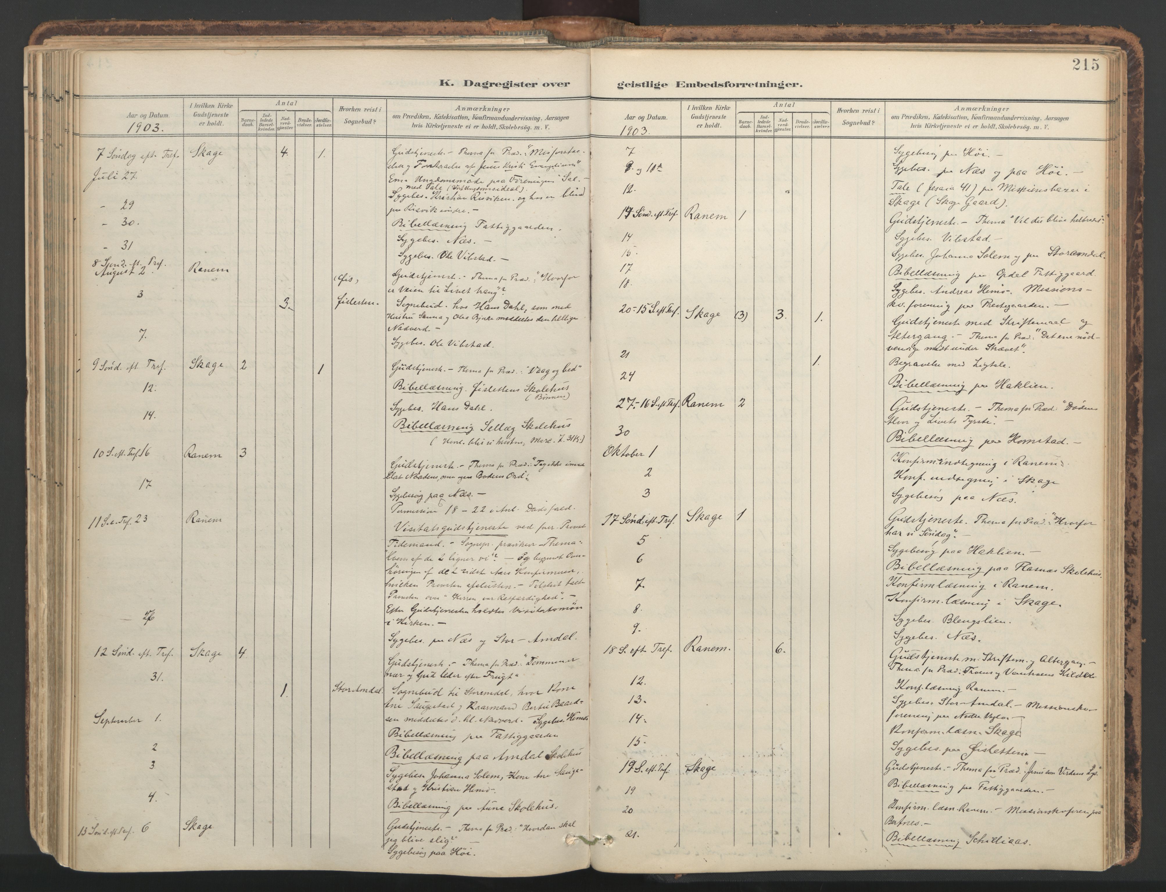 Ministerialprotokoller, klokkerbøker og fødselsregistre - Nord-Trøndelag, SAT/A-1458/764/L0556: Parish register (official) no. 764A11, 1897-1924, p. 215