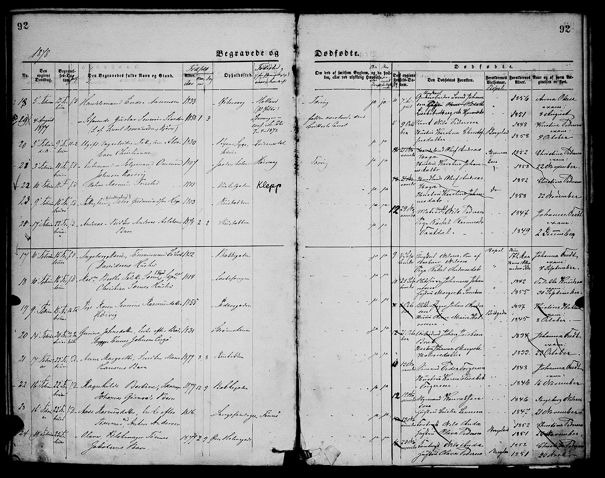 St. Petri sokneprestkontor, AV/SAST-A-101813/001/30/30BA/L0012: Parish register (official) no. A 12, 1873-1878, p. 92