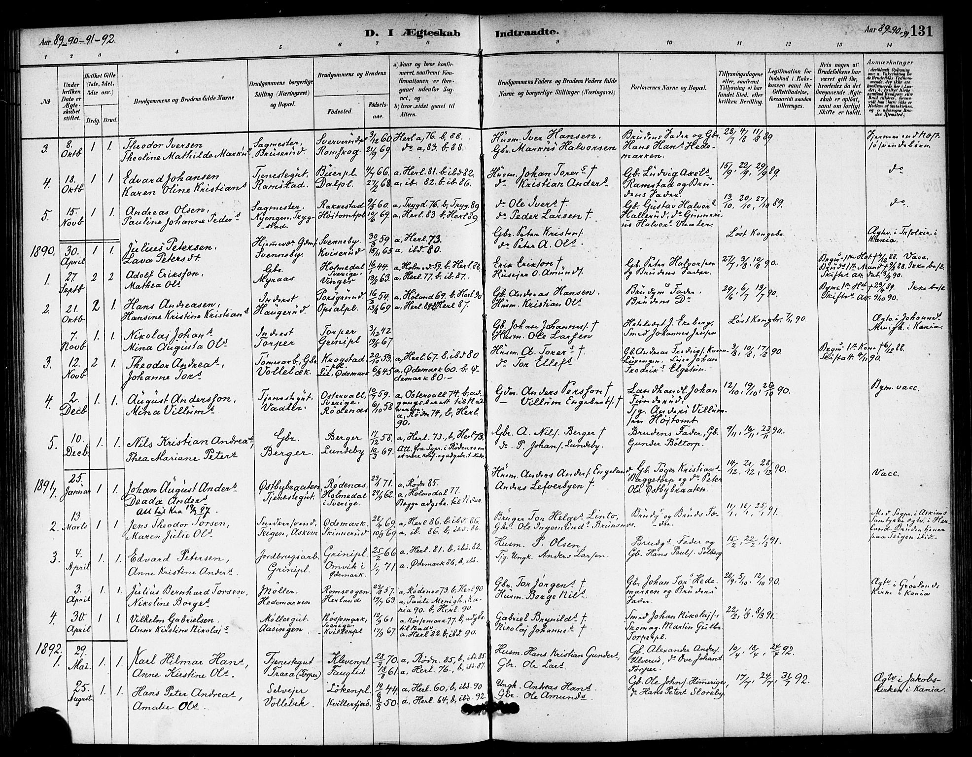 Eidsberg prestekontor Kirkebøker, SAO/A-10905/F/Fb/L0001: Parish register (official) no. II 1, 1879-1900, p. 131