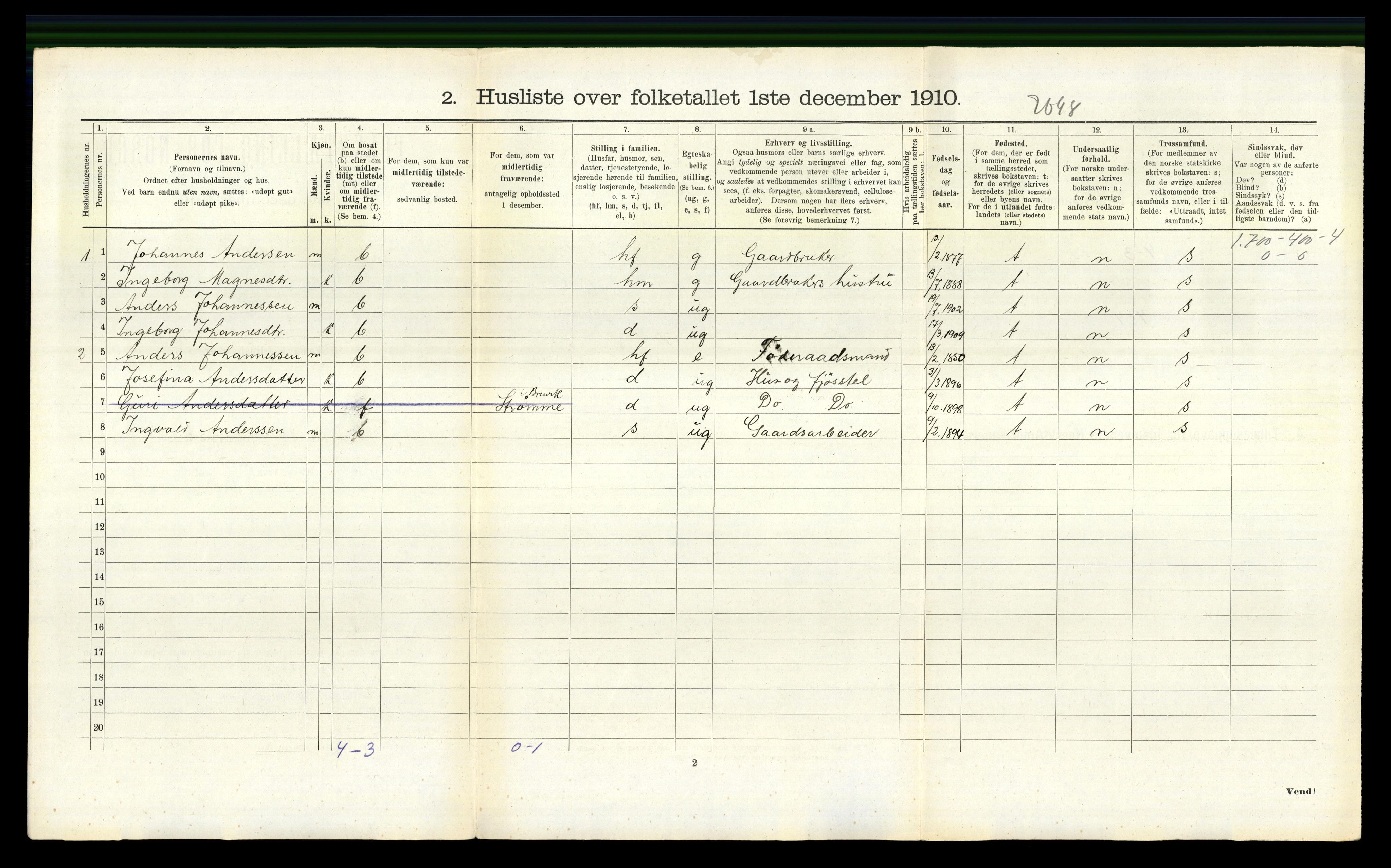 RA, 1910 census for Bruvik, 1910, p. 799