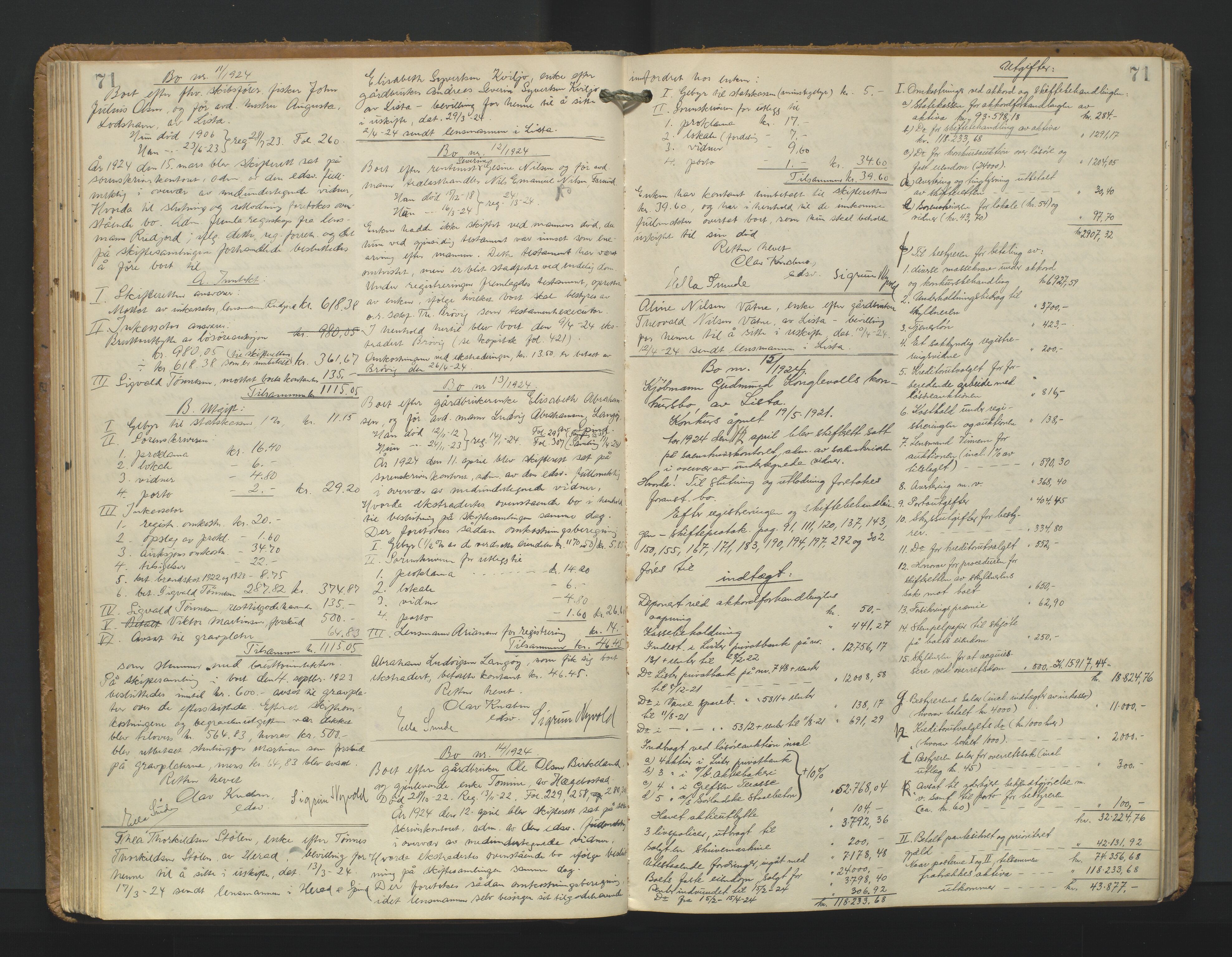 Lyngdal sorenskriveri, AV/SAK-1221-0004/H/Hc/L0900: Skifteutlodningsprotokoll nr. 10, 1921-1930, p. 71