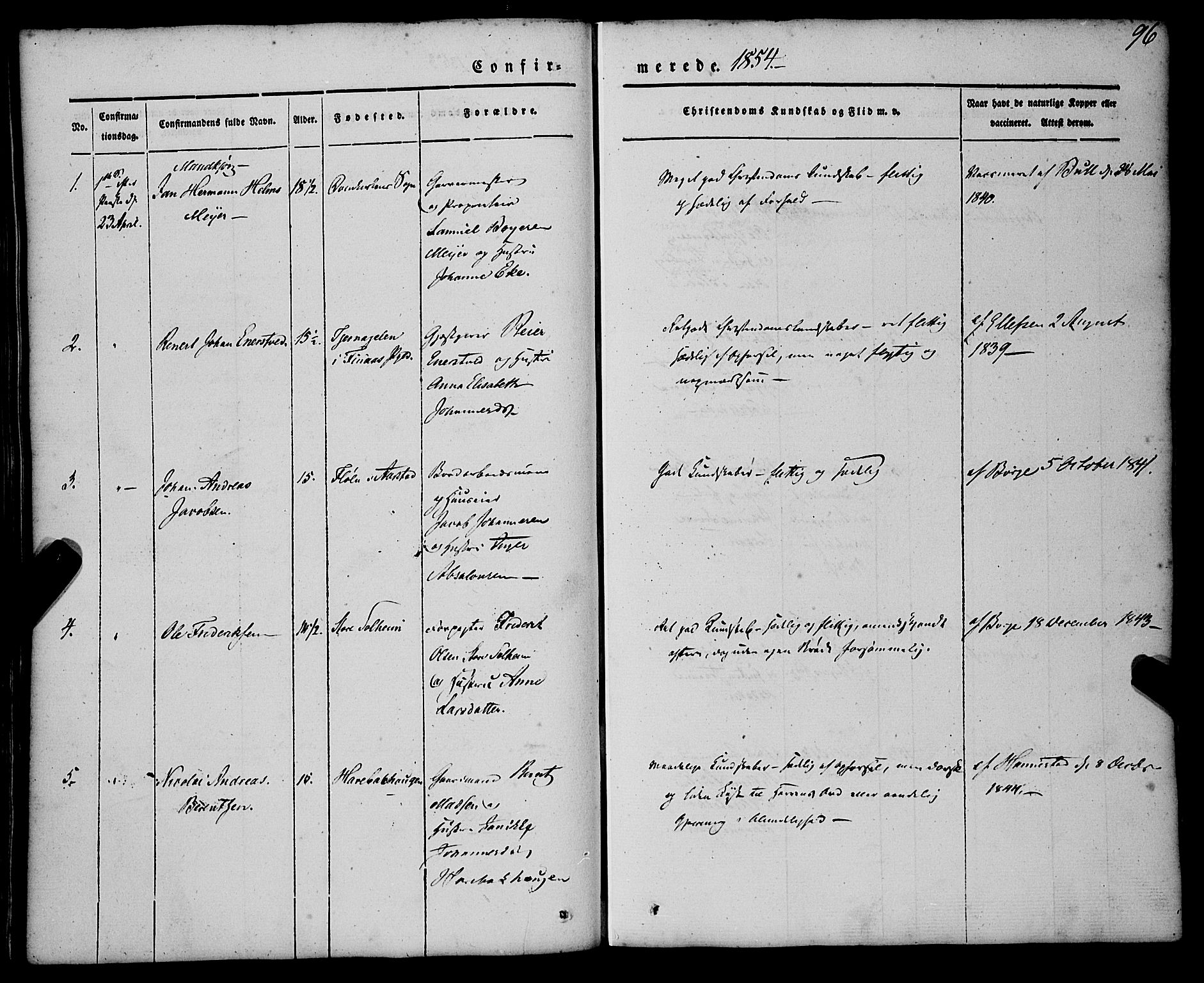 St. Jørgens hospital og Årstad sokneprestembete, SAB/A-99934: Parish register (official) no. A 4, 1844-1863, p. 96