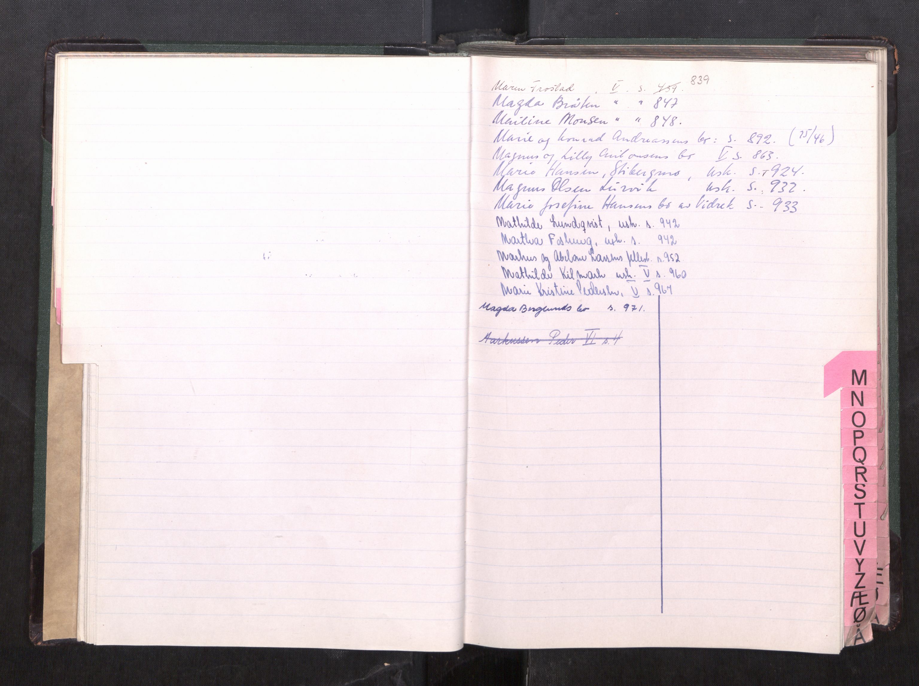 Steigen og Ofoten sorenskriveri, AV/SAT-A-0030/1/3/3C/L0003: Register til skifteslutningsprotokoll, 1948-1971