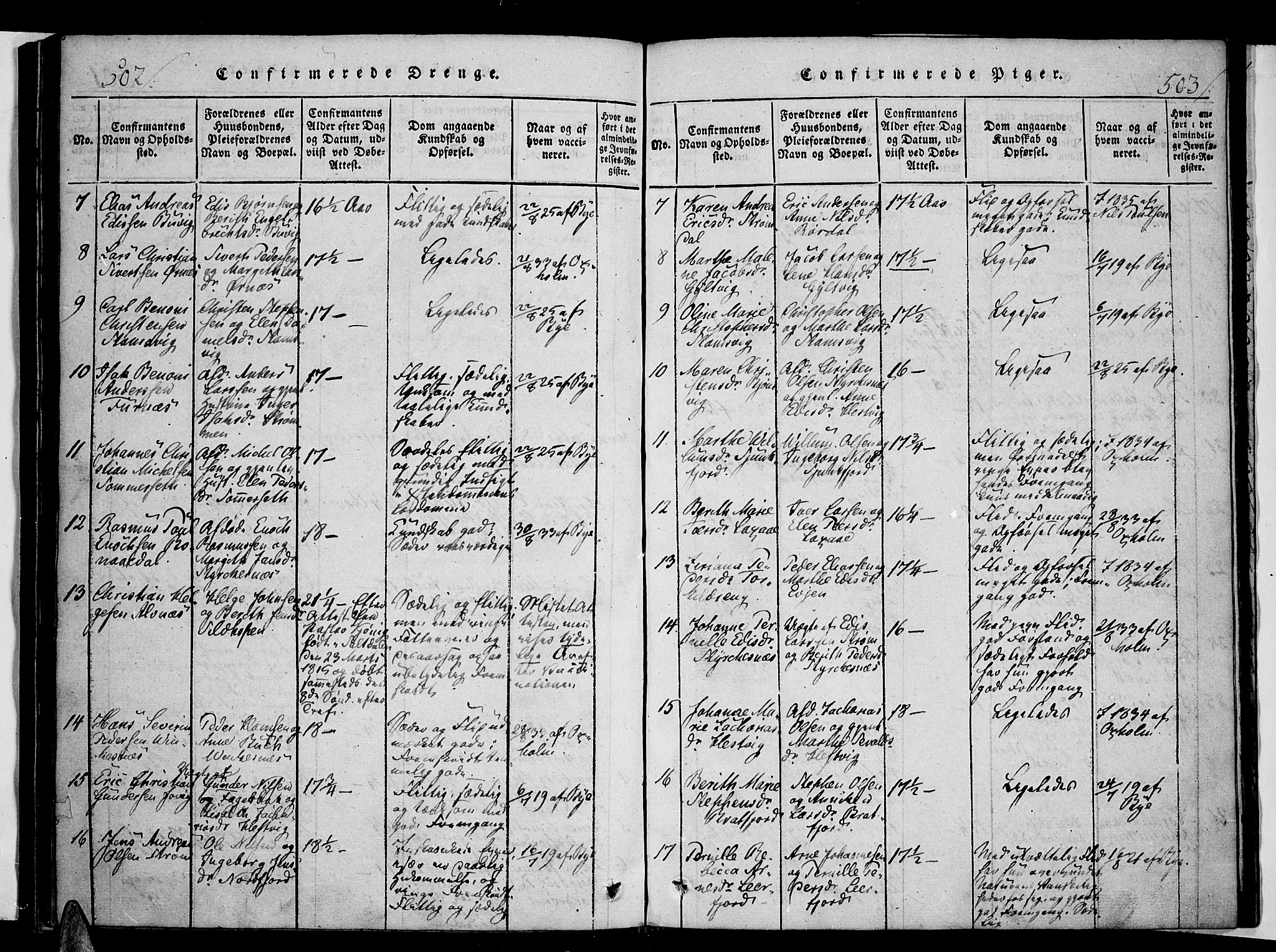 Ministerialprotokoller, klokkerbøker og fødselsregistre - Nordland, AV/SAT-A-1459/853/L0768: Parish register (official) no. 853A07, 1821-1836, p. 502-503