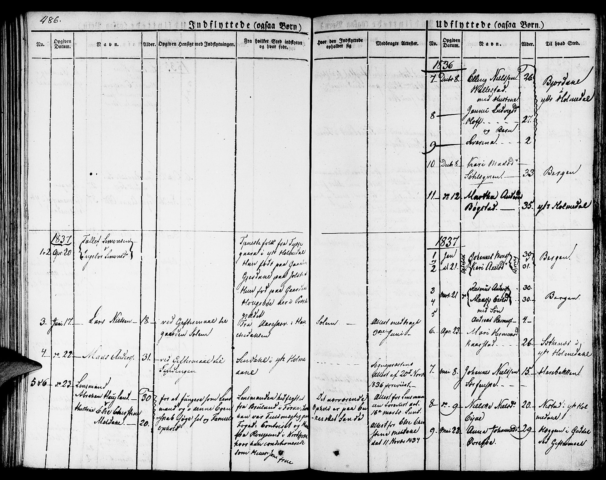 Gaular sokneprestembete, AV/SAB-A-80001/H/Haa: Parish register (official) no. A 3, 1821-1840, p. 486