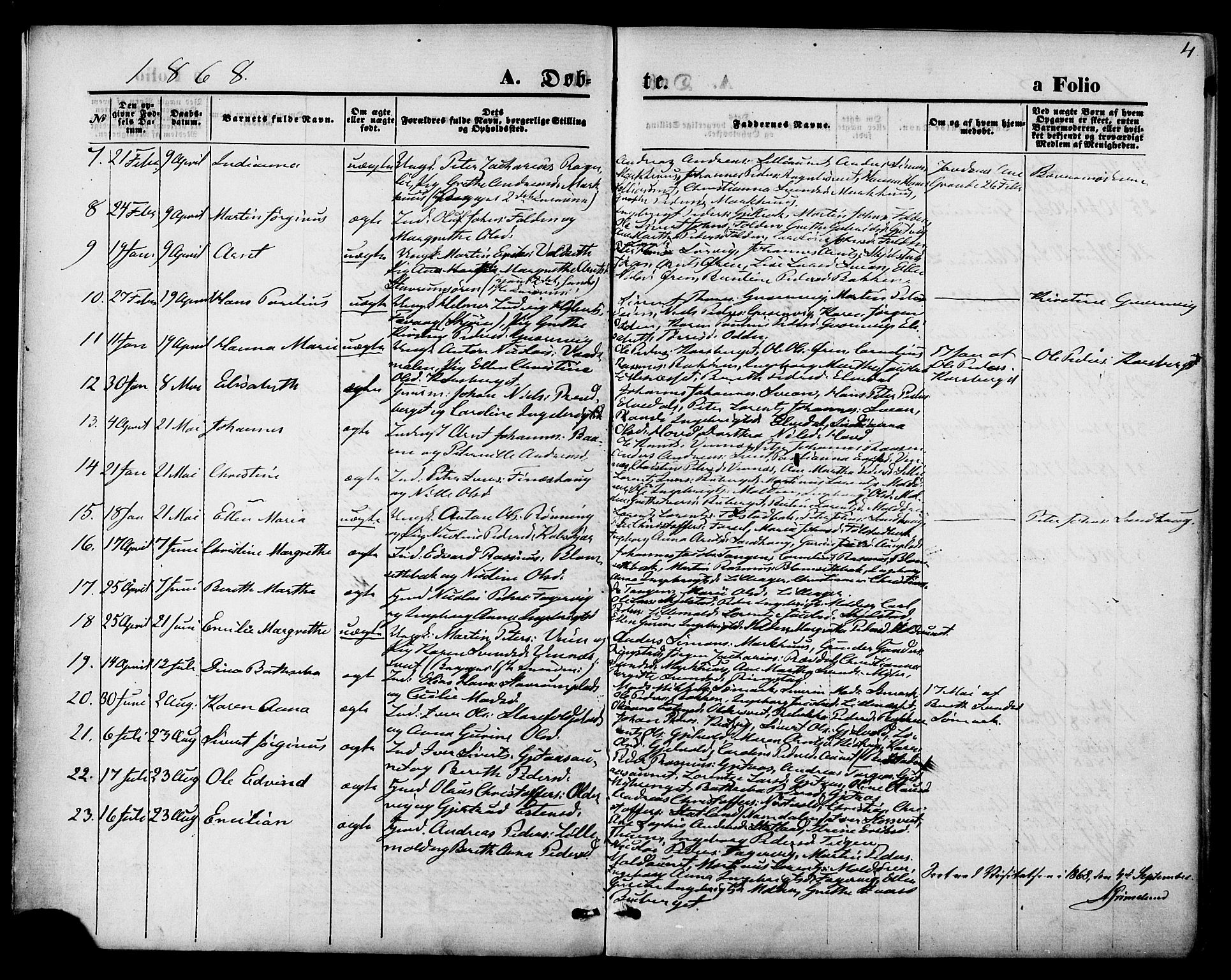 Ministerialprotokoller, klokkerbøker og fødselsregistre - Nord-Trøndelag, SAT/A-1458/744/L0419: Parish register (official) no. 744A03, 1867-1881, p. 4
