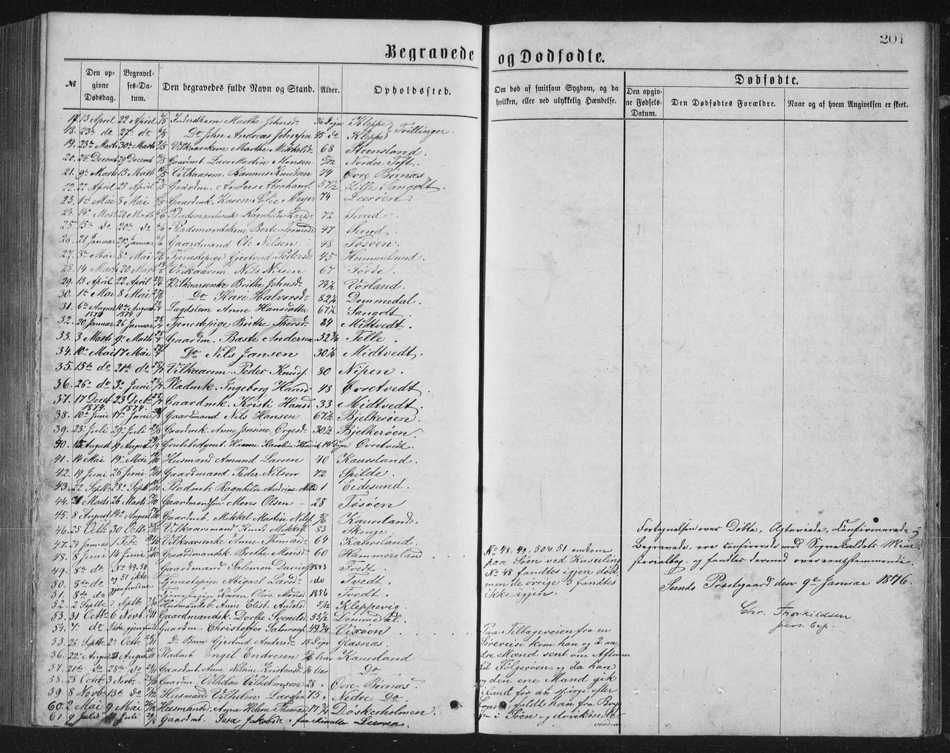 Sund sokneprestembete, SAB/A-99930: Parish register (copy) no. B 2, 1874-1881, p. 201